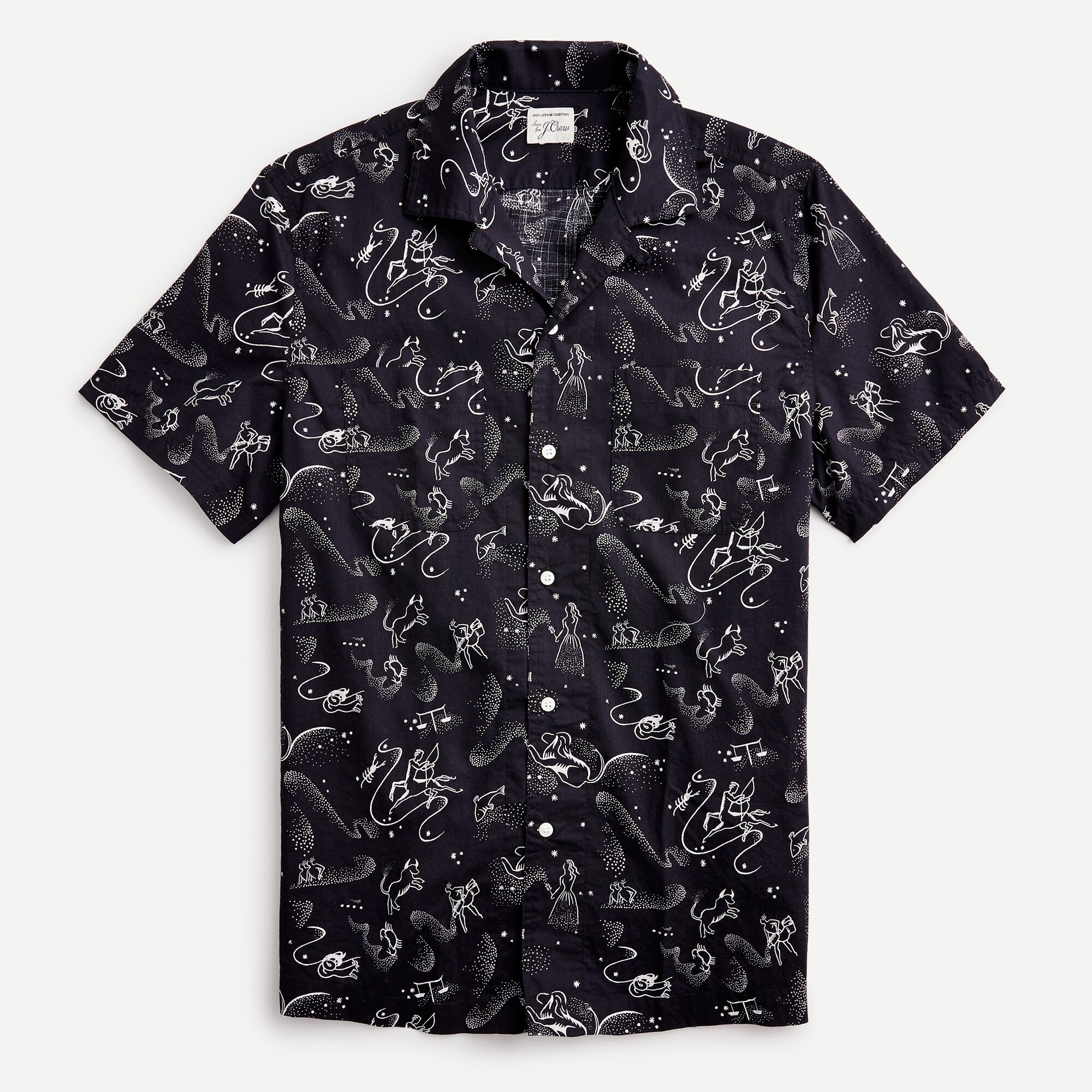 J.Crew Shortsleeve Campcollar Shirt In Slub Cotton For Men