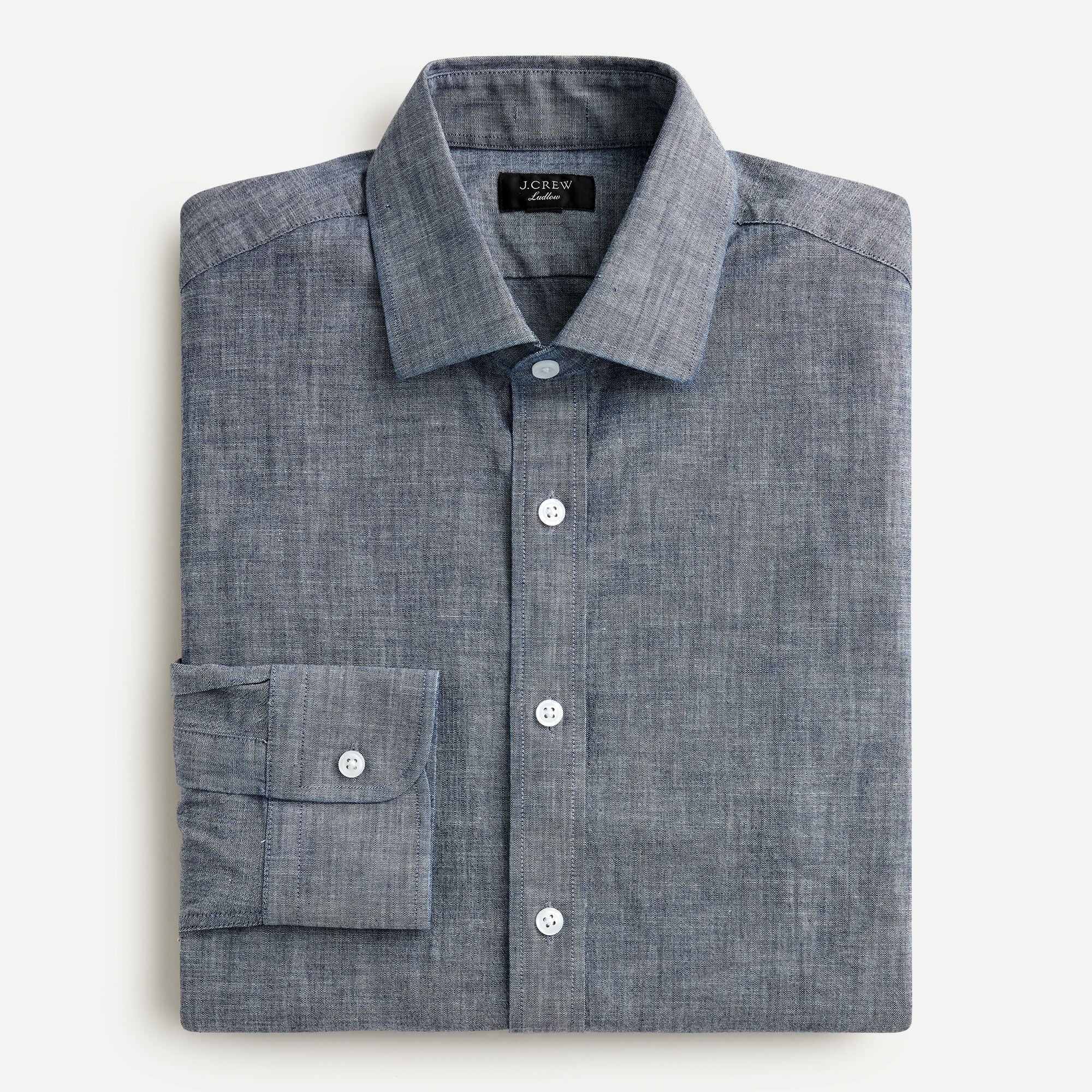 J.Crew Slim Ludlow Chambray Dress Shirt With Spread Collar