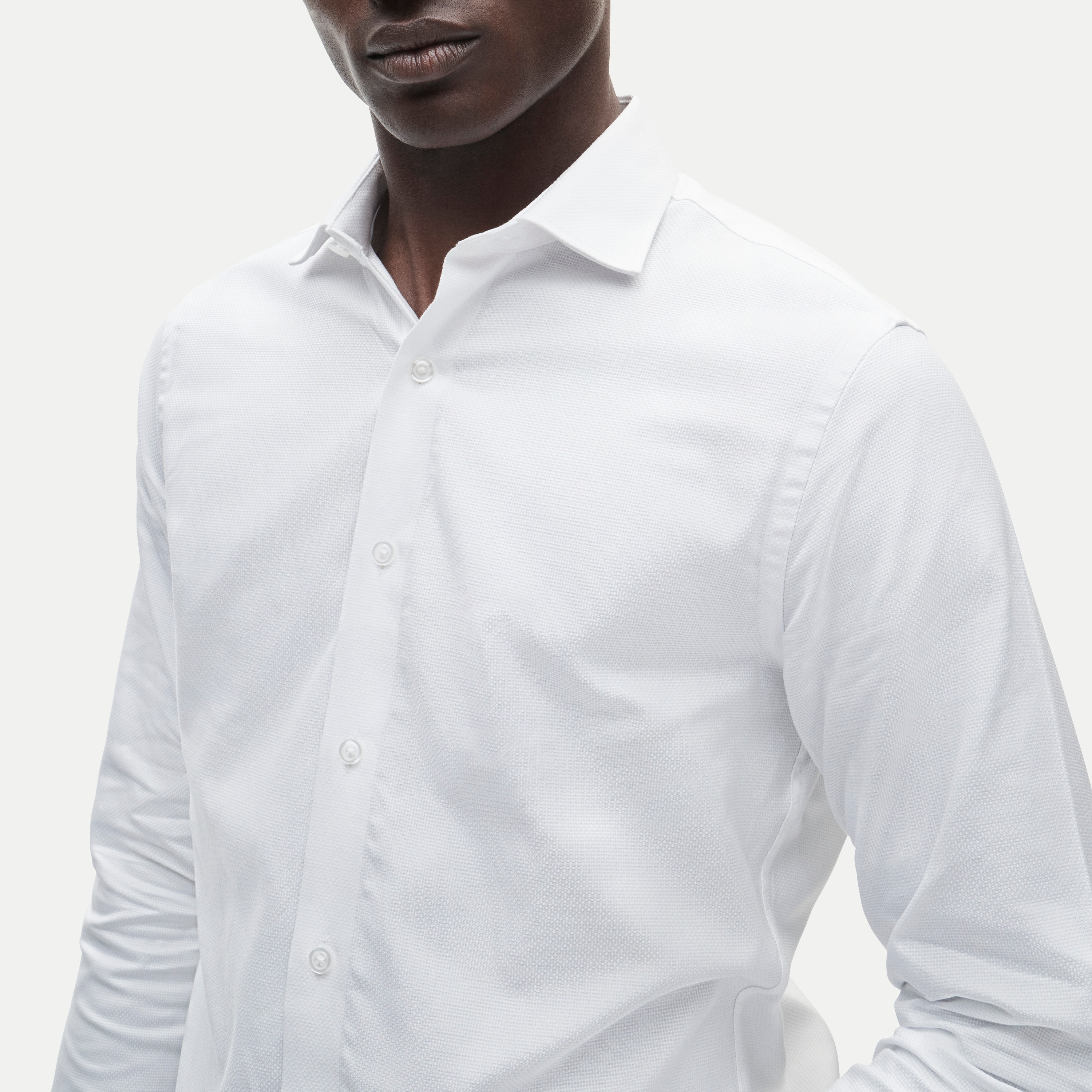 Slim-fit Ludlow Premium fine cotton dress shirt in dobby - thumbnail 2