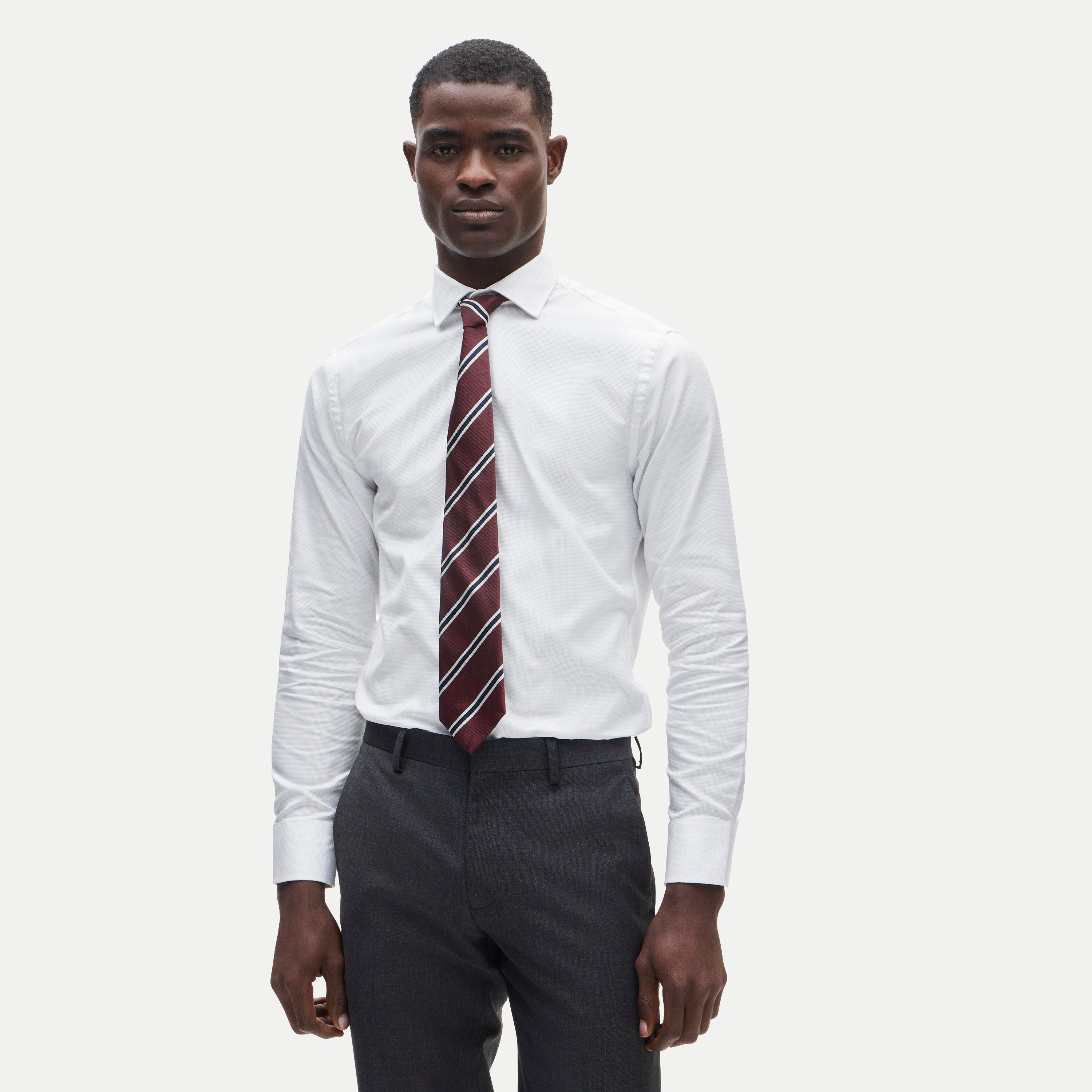 Slim-fit Ludlow Premium fine cotton dress shirt in dobby