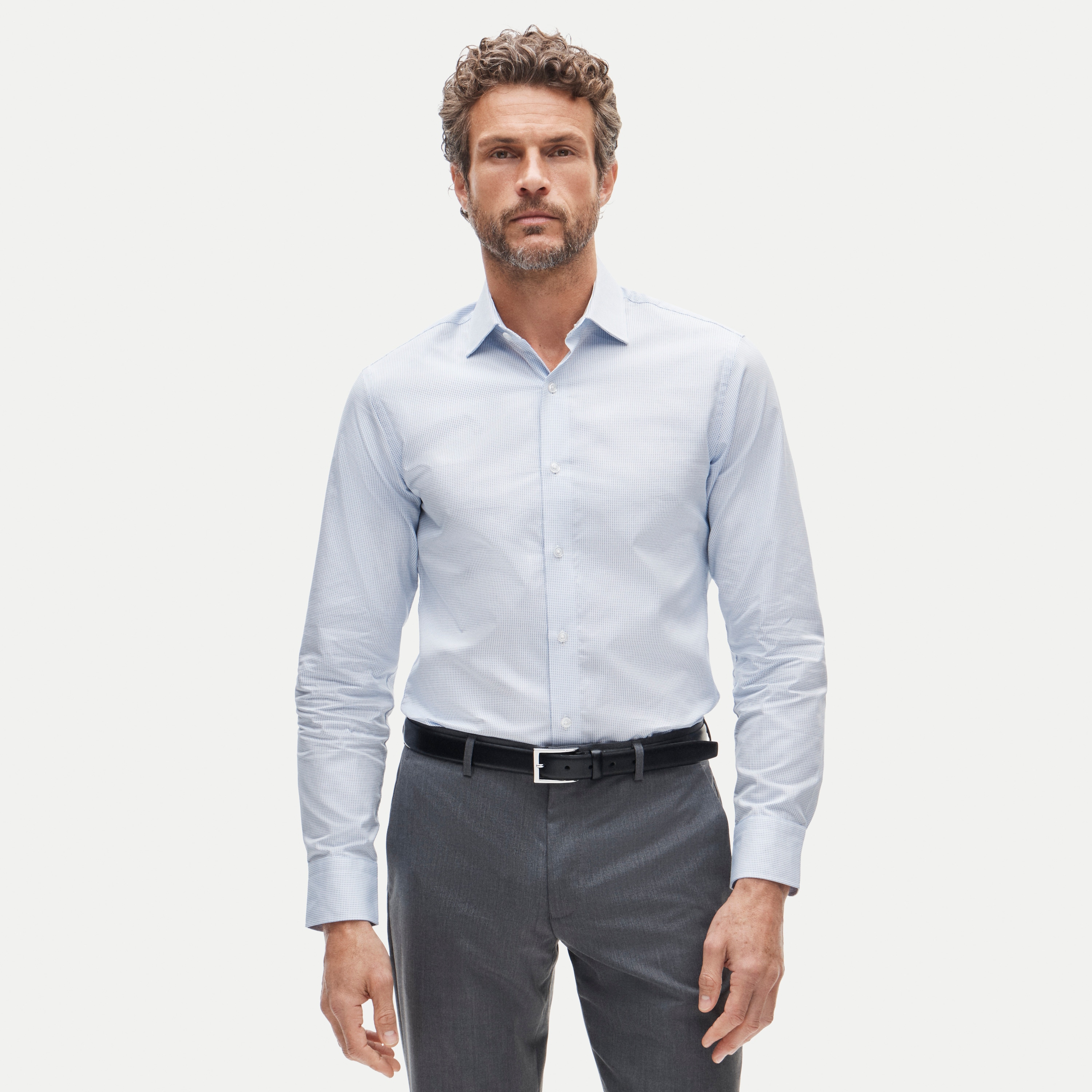 Slim-fit Ludlow Premium fine cotton dress shirt in dobby