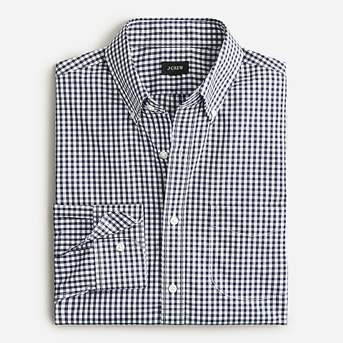 mens Slim Bowery wrinkle-free stretch cotton shirt in gingham