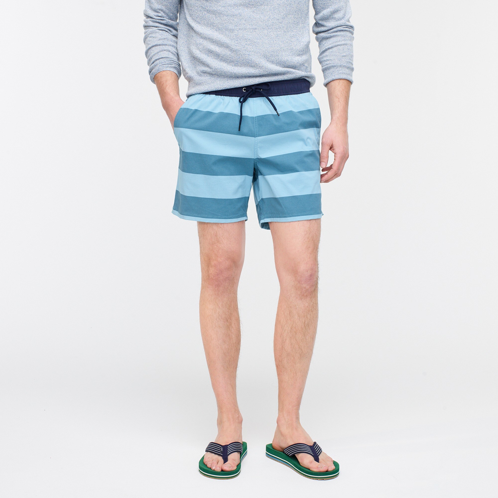 J.Crew 6 Stretch Eco Swim Trunk In Rugby Stripe For Men