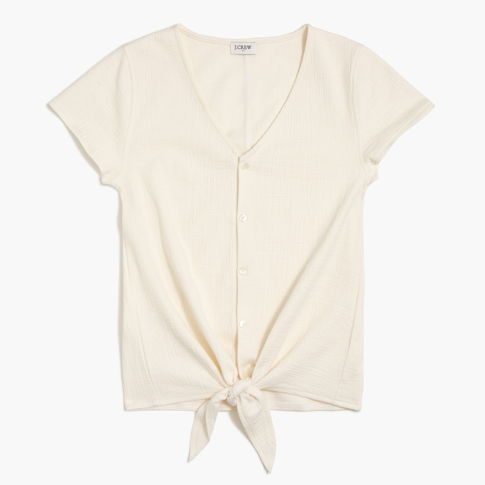 Textured tie-front top