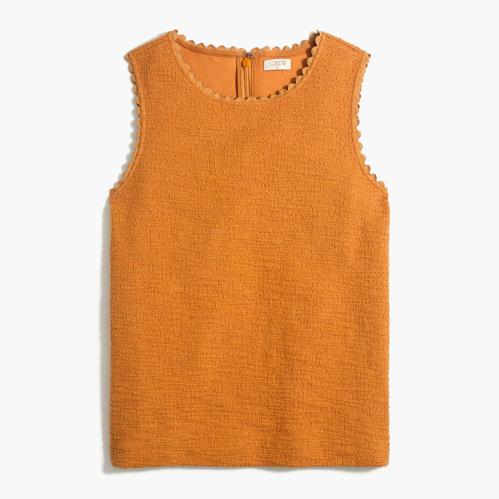 factory: textured tank top with scallop trim for women, right side, view zoomed
