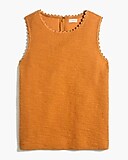 Textured tank top with scallop trim
