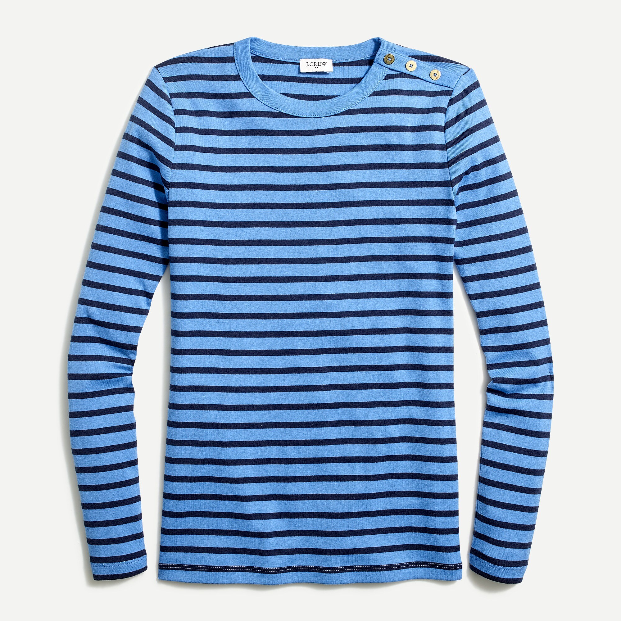 striped button-shoulder tee for women