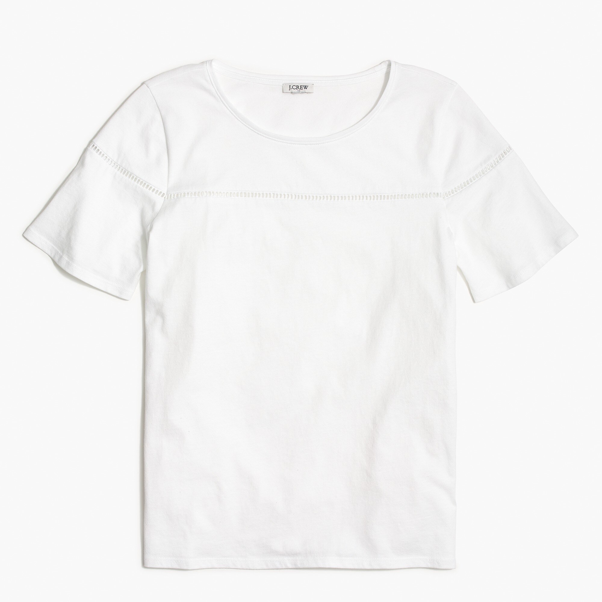 factory: short-sleeve top with ladder trim for women, right side, view zoomed