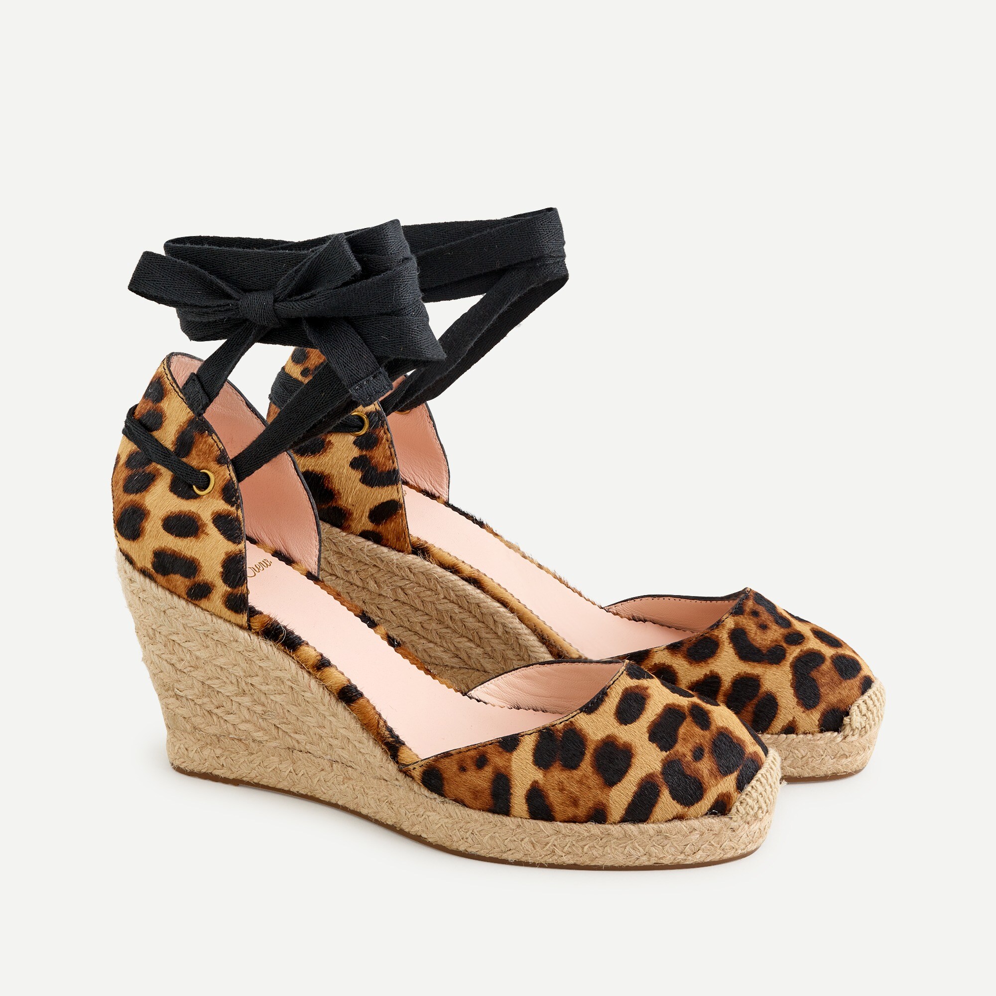 Espadrille wedges in leopard calf hair