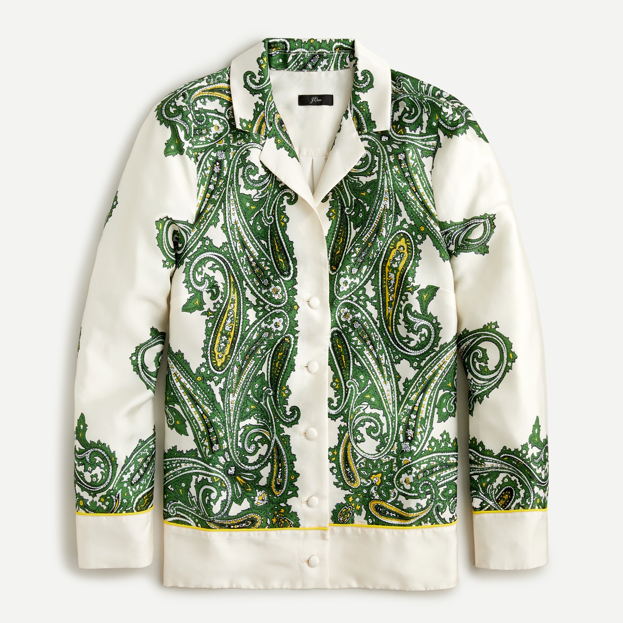 j.crew: drapey button-up shirt in paisley print for women, right side, view zoomed