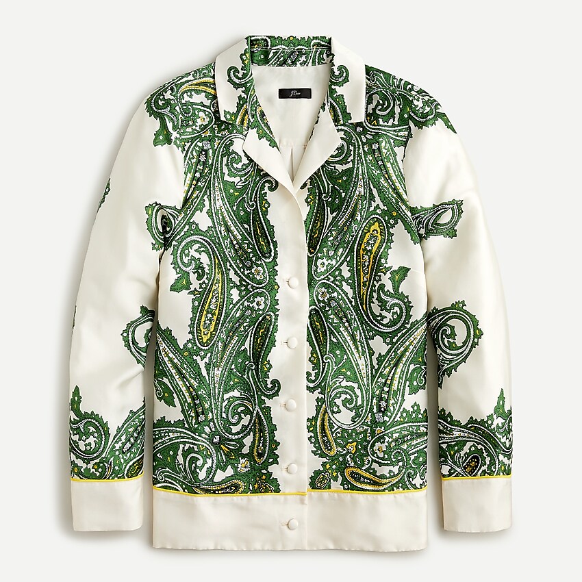 j.crew: drapey button-up shirt in paisley print for women, right side, view zoomed