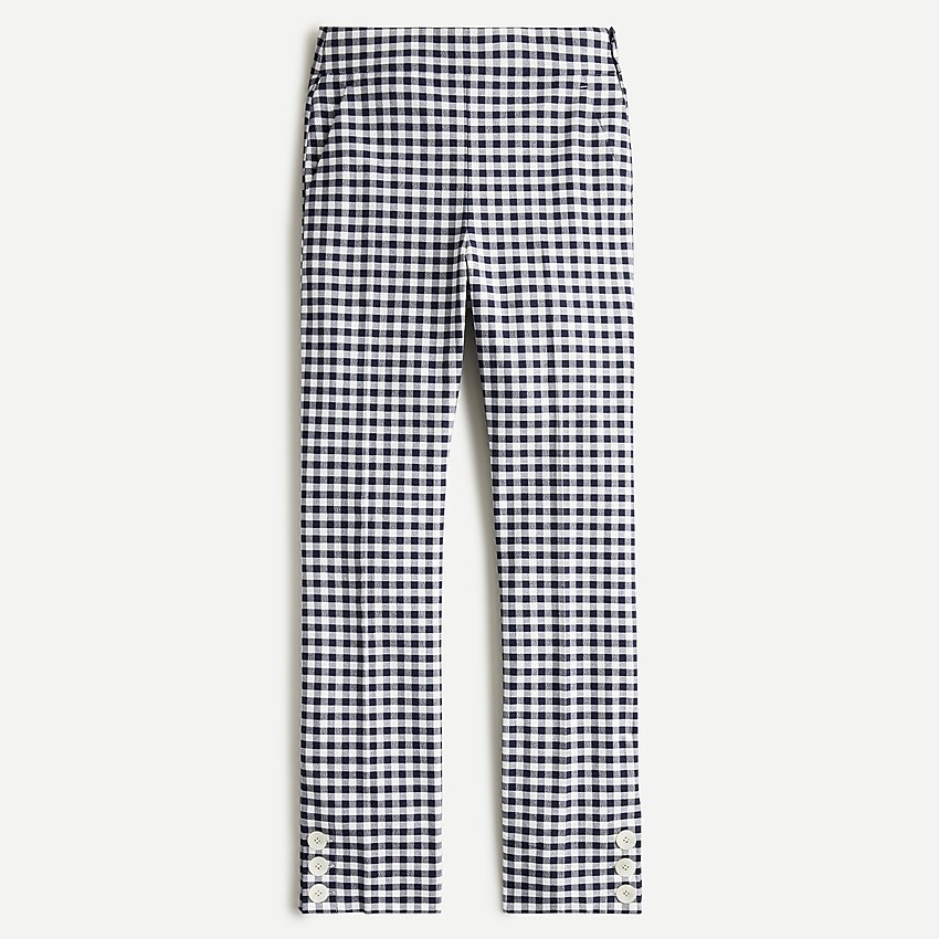 j.crew: remi pant in gingham with buttons for women, right side, view zoomed
