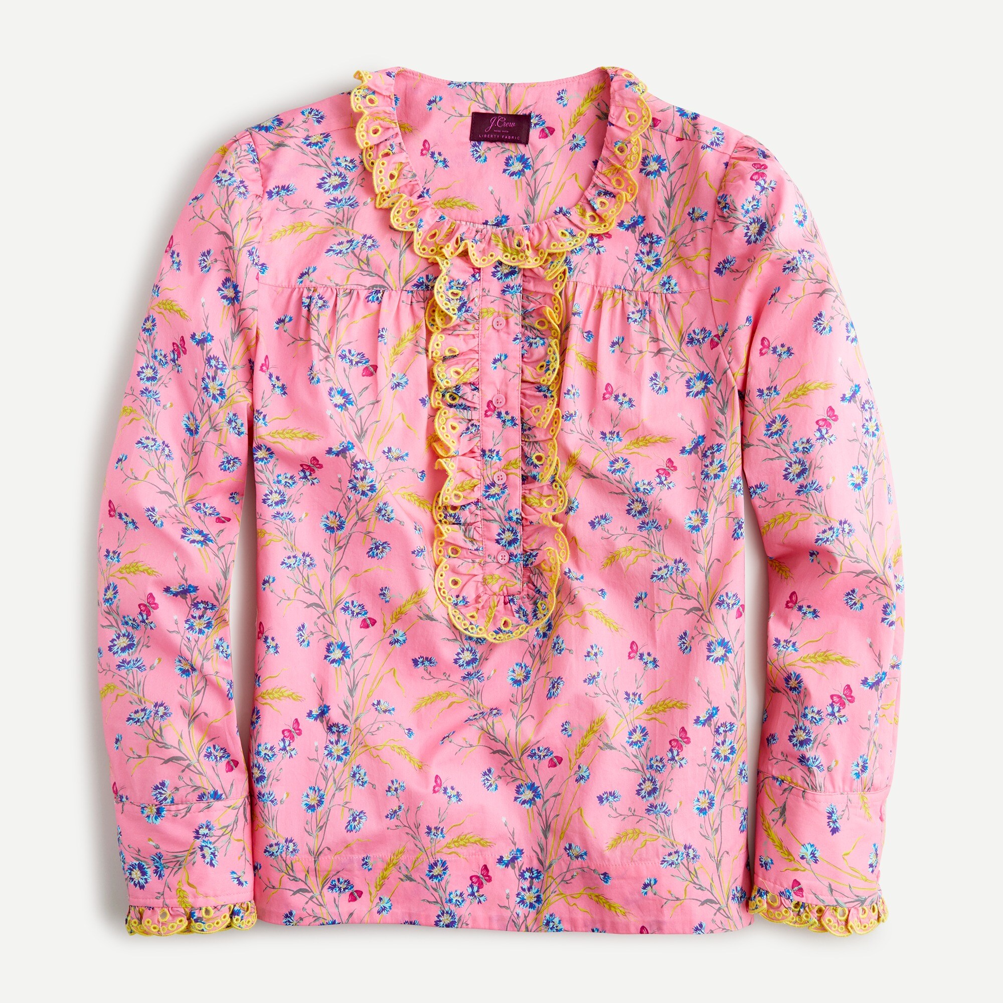 Cotton poplin ruffle blouse in Liberty® Wheat Bouquet floral print