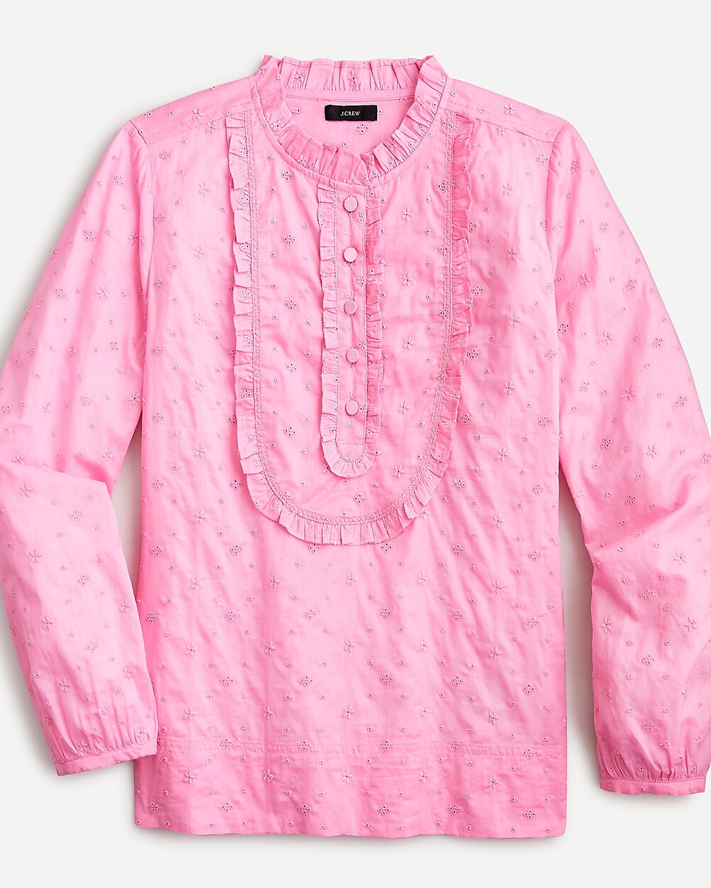 Long-sleeve Ruffle Shirt In Floral Eyelet For Women