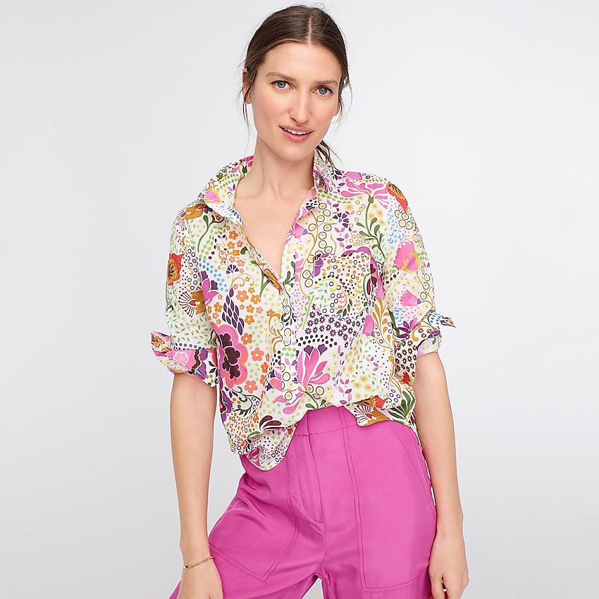 j.crew: classic popover shirt in ratti® retro floral print for women, right side, view zoomed