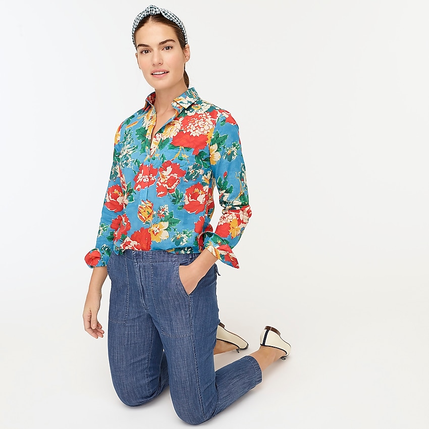 j.crew: classic popover shirt in ratti® bahama floral print, right side, view zoomed