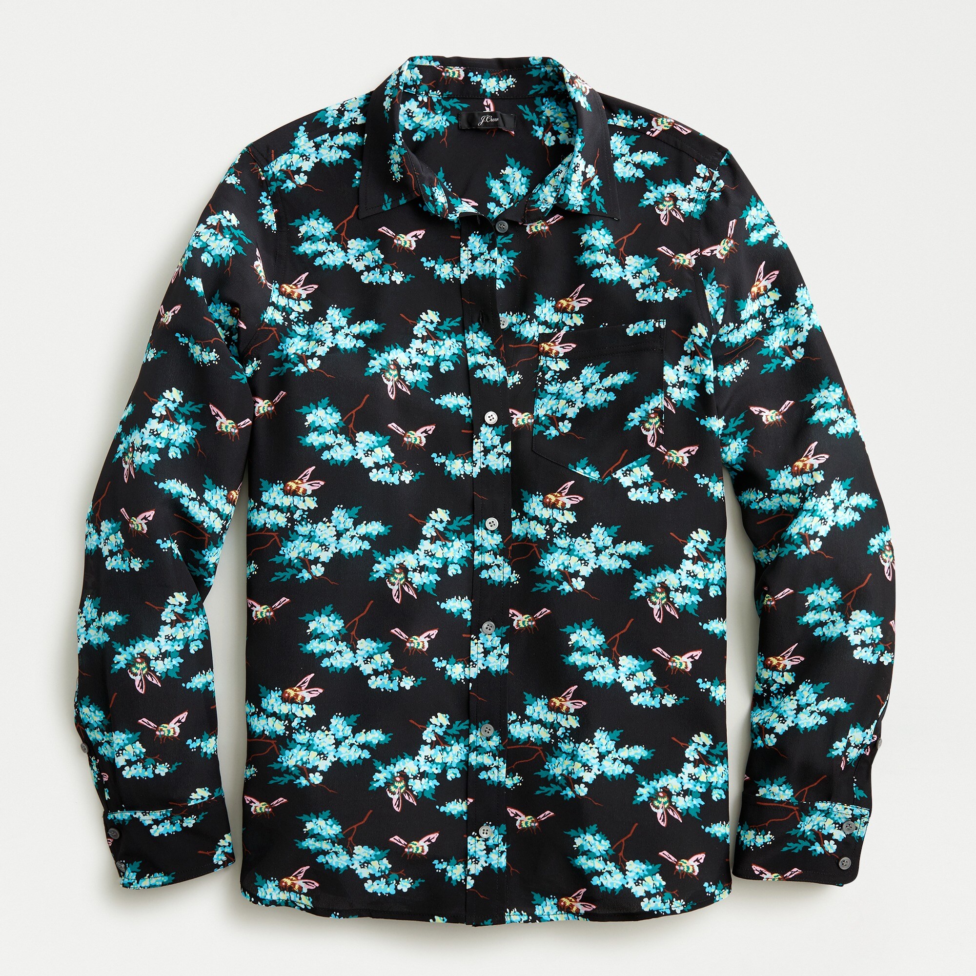 ☆tree☆ページ Silk Classic-fit Boy Shirt In Botanical Bees Print For Women | J.Crew