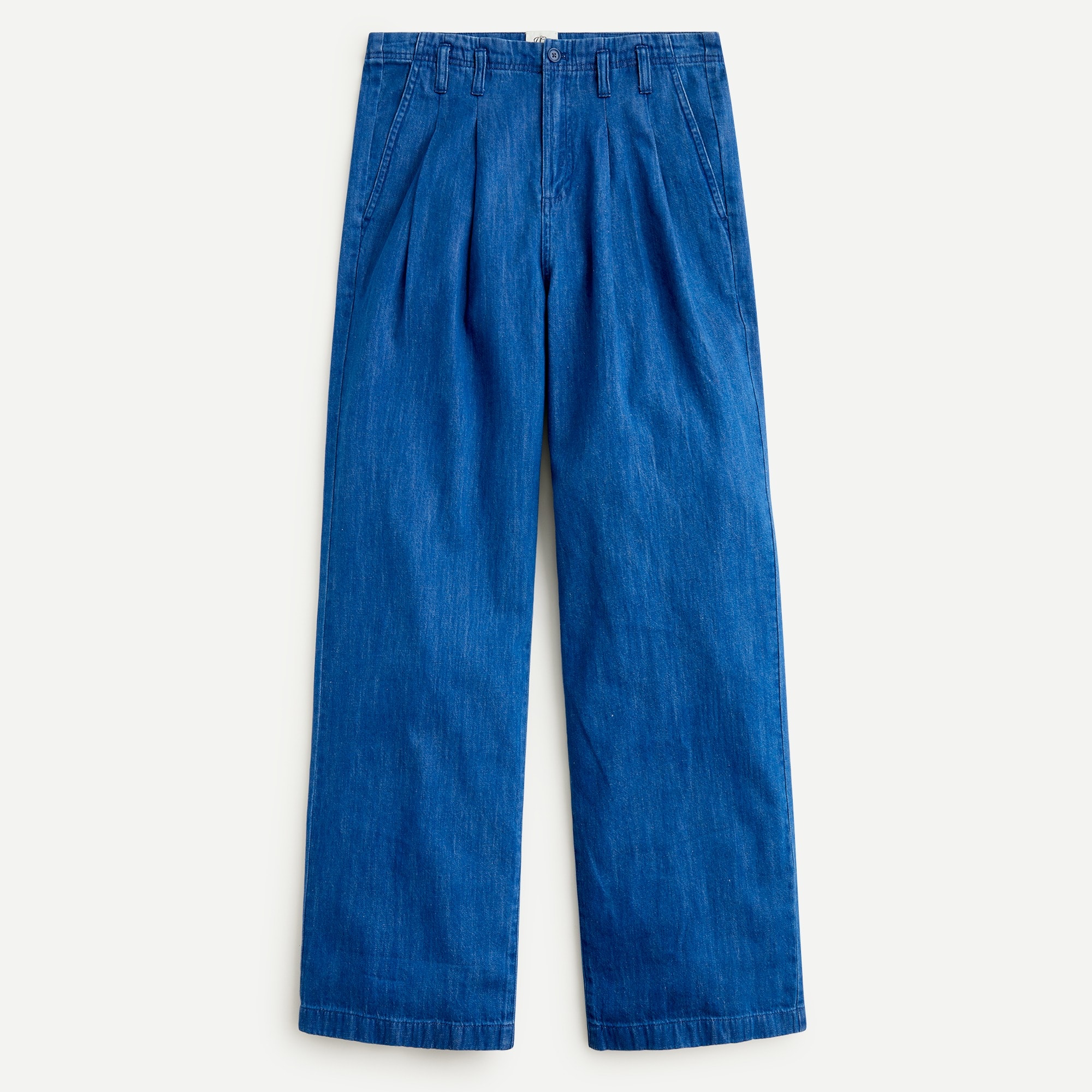 J.Crew: Pleated Wide-leg Pant In Indigo Chambray For Women