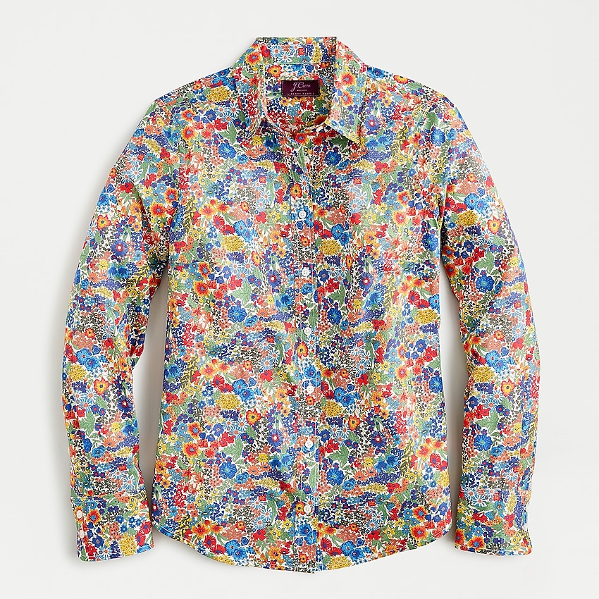 j.crew: cotton poplin perfect shirt in liberty&reg; margaret annie floral print for women, right side, view zoomed