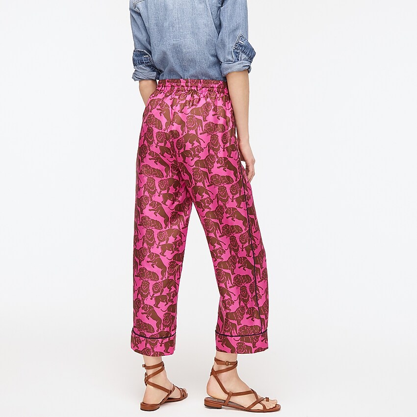 J.Crew: Collection Silk Twill Relaxed Pant In Sleepy Lions Print For Women