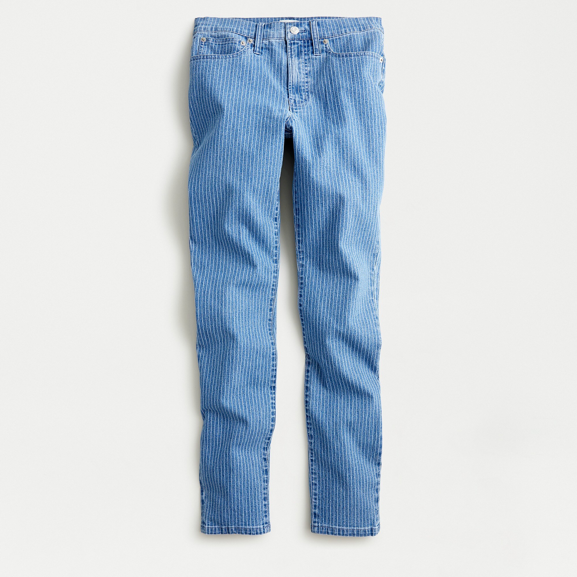 9" high-rise toothpick jean in pinstripe