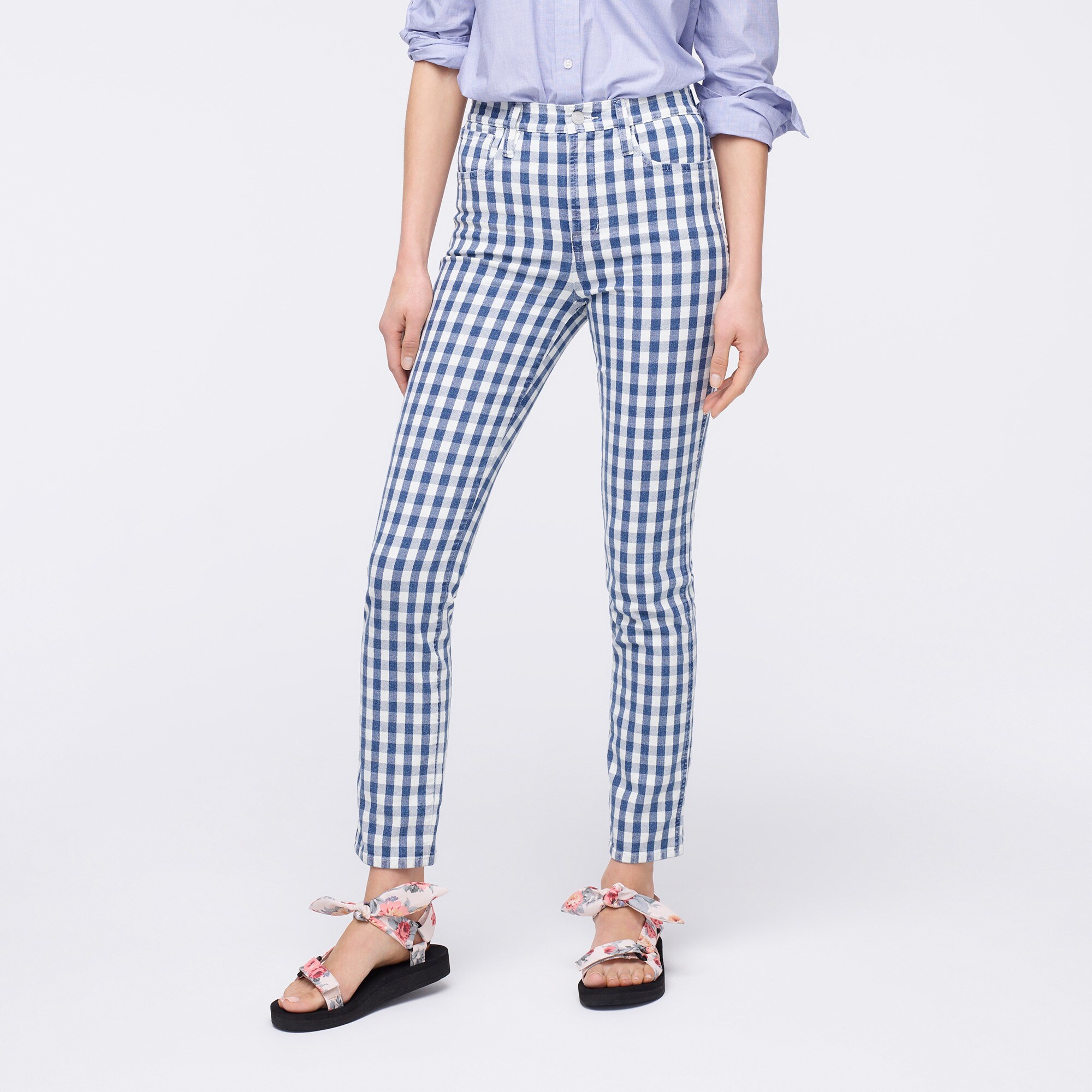 j.crew: vintage straight jean in gingham print for women, right side, view zoomed