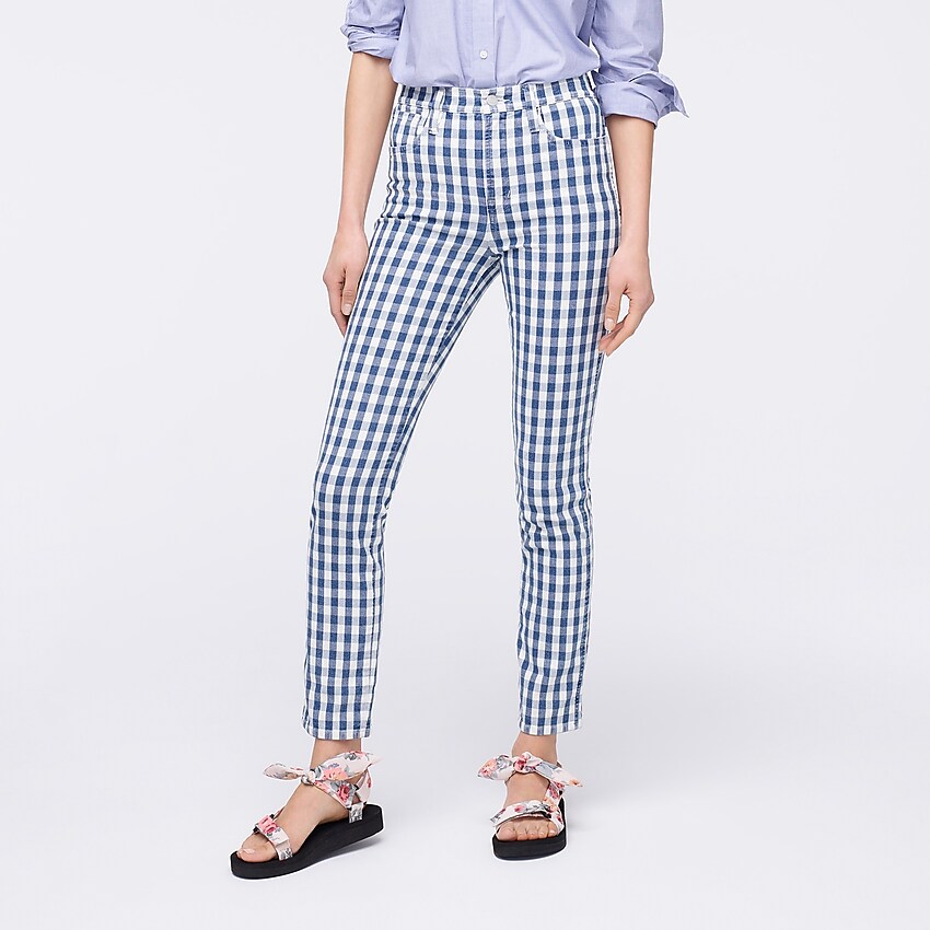 j.crew: vintage straight jean in gingham print for women, right side, view zoomed