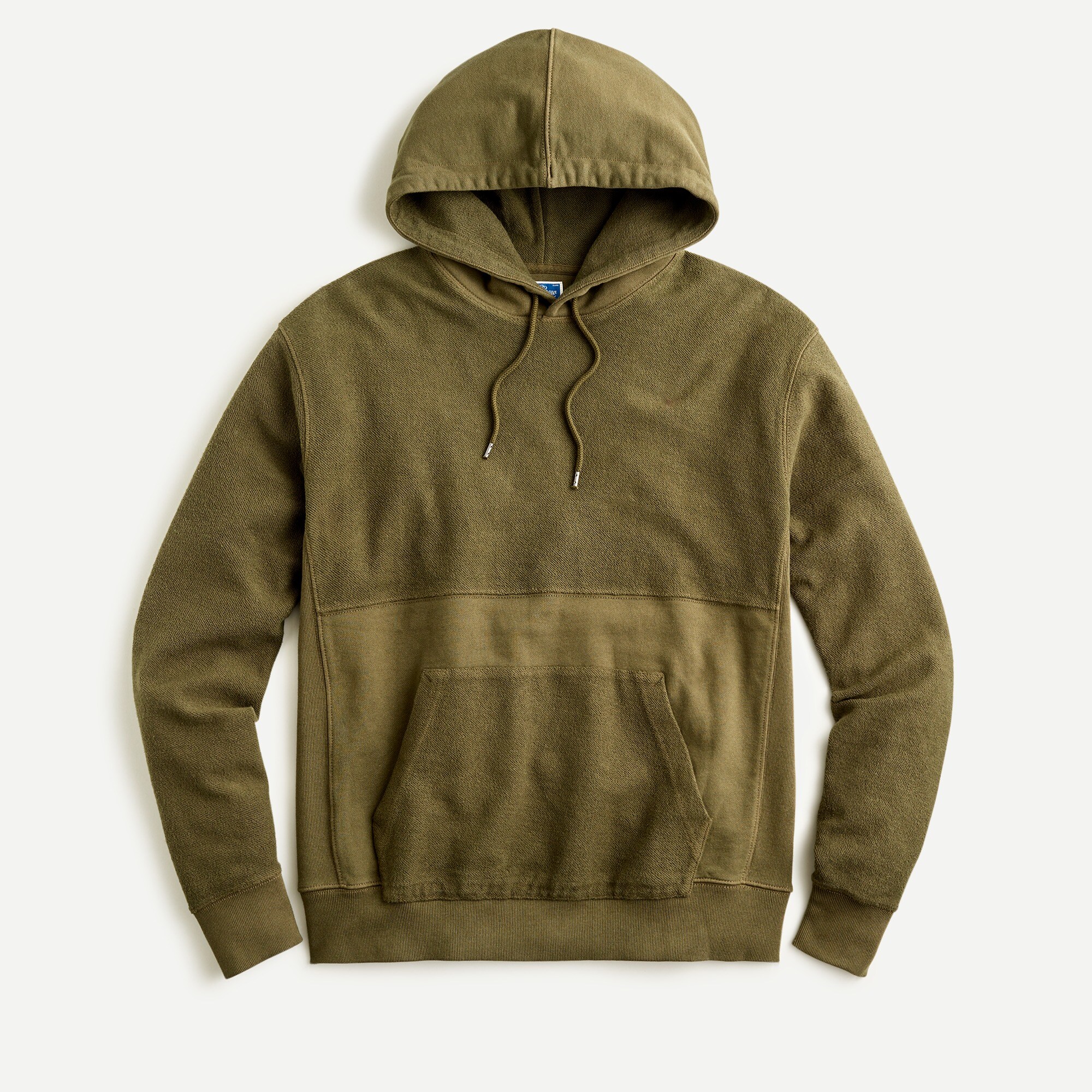 Garment-dyed Pieced French Terry Pullover Hoodie For Men | J.Crew