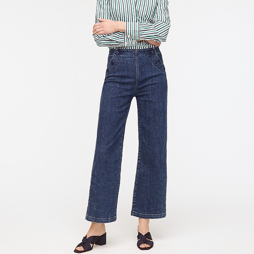 J.Crew: Slim Wide-leg Jean With Sailor Buttons For Women