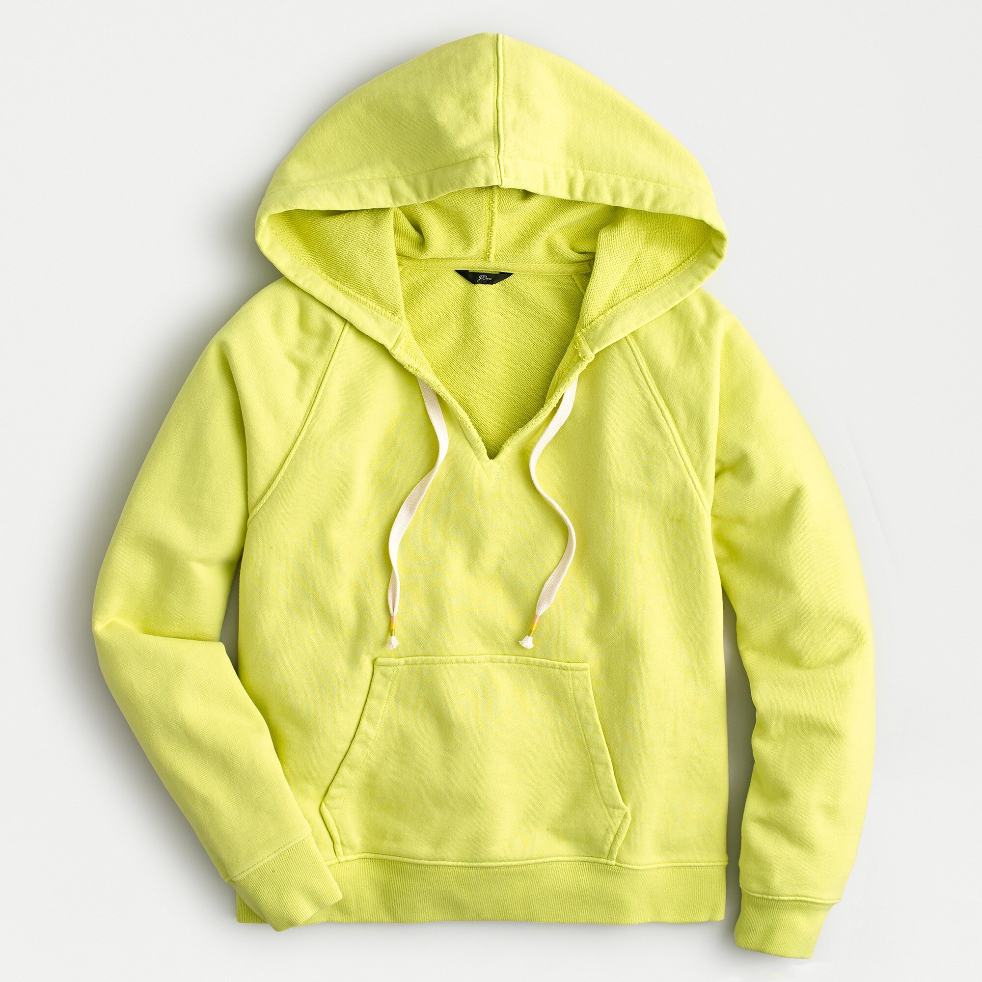 j.crew: garment-dyed v-neck hoodie in original cotton terry, right side, view zoomed
