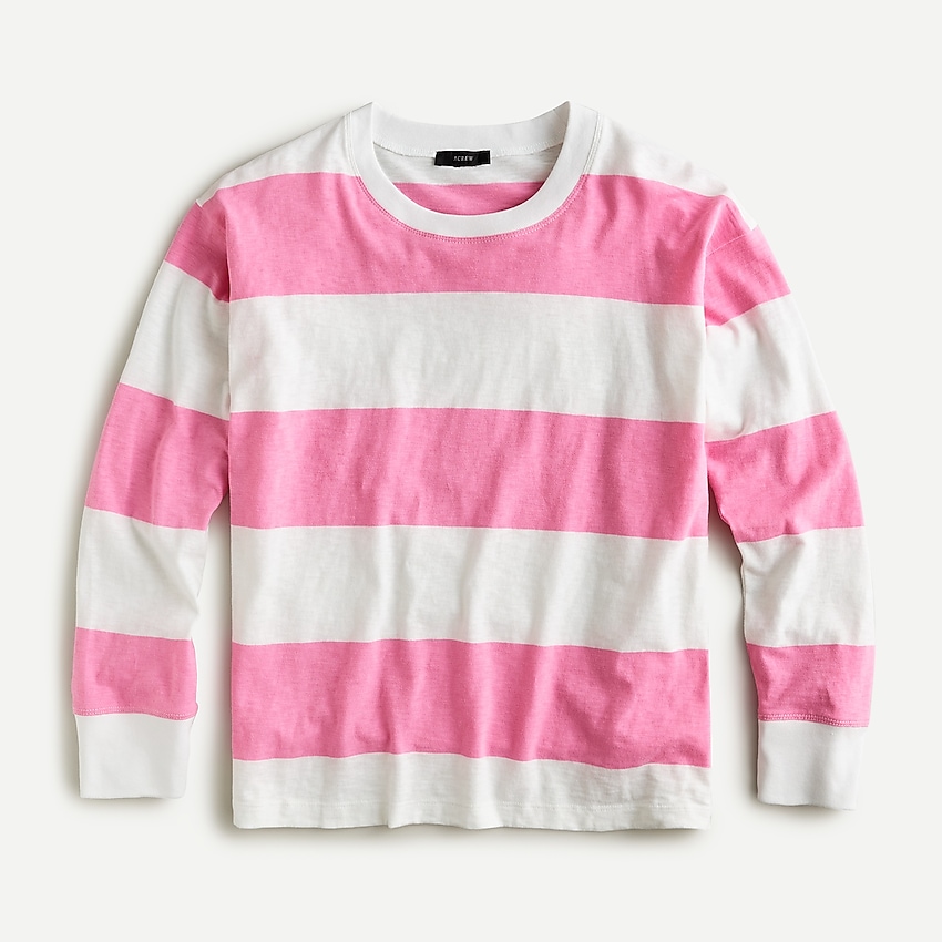 j.crew: long-sleeve striped ringer t-shirt for women, right side, view zoomed