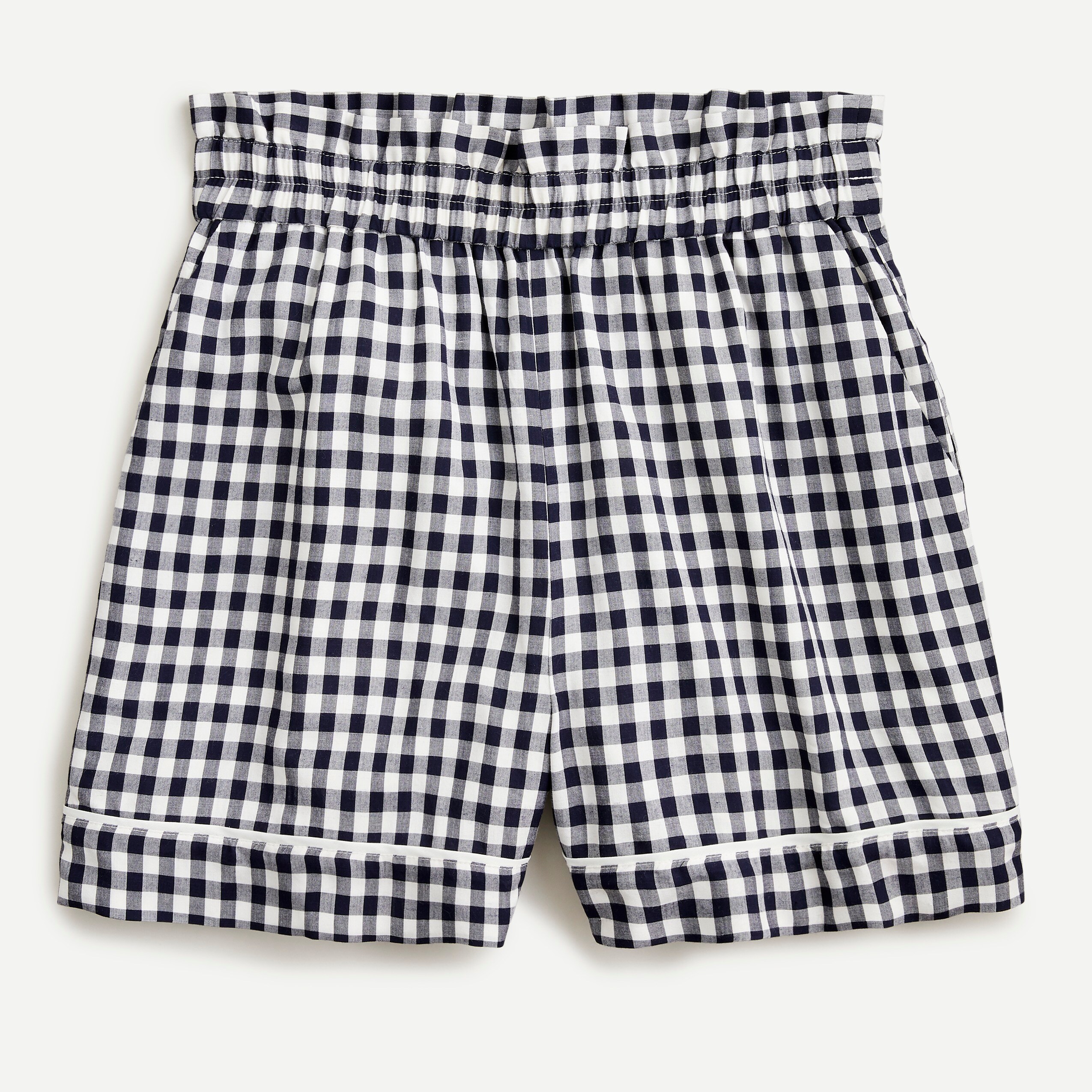 Pull-on short in soft rayon gingham
