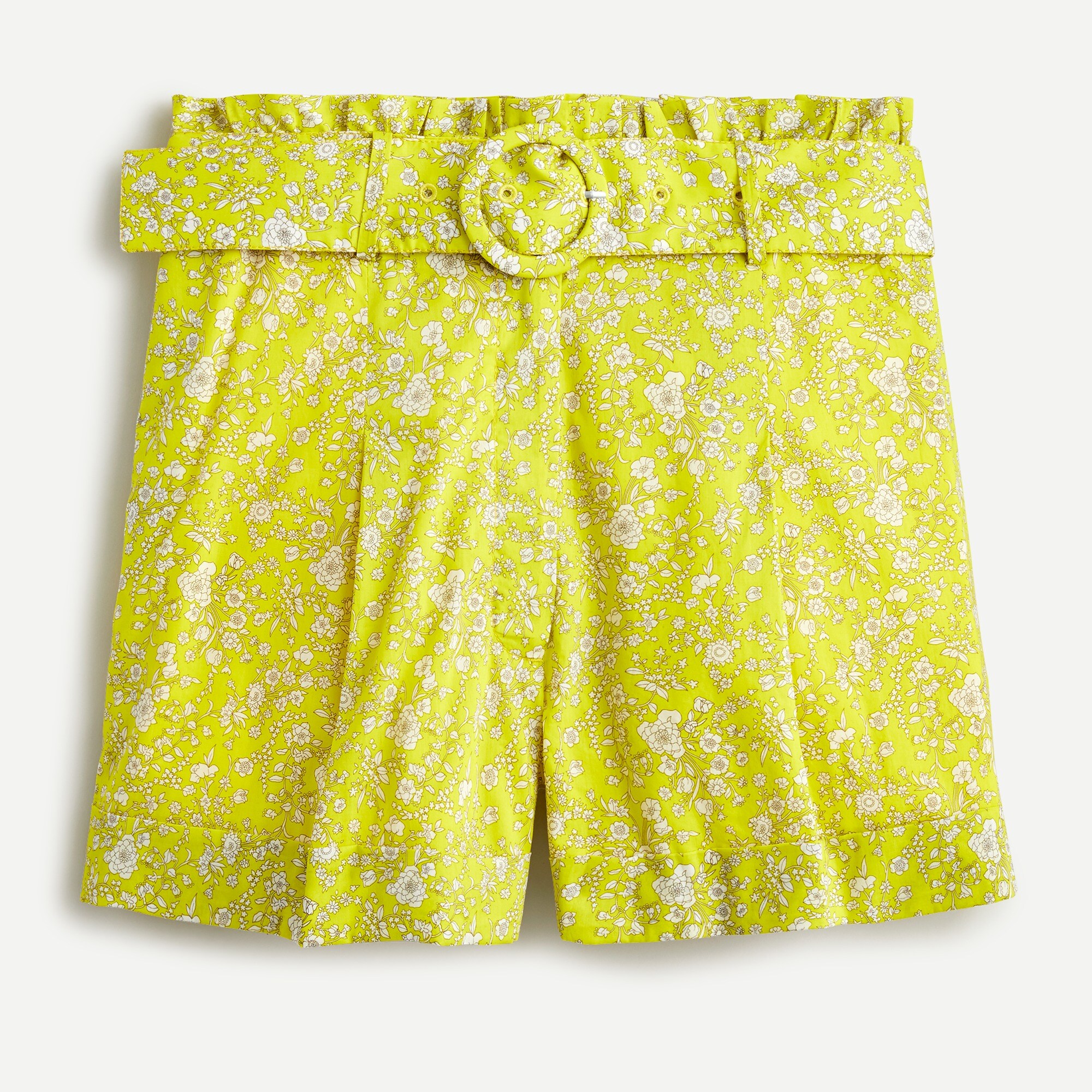 Pleated Short With Ring-buckle Belt In Liberty® Summer Blooms