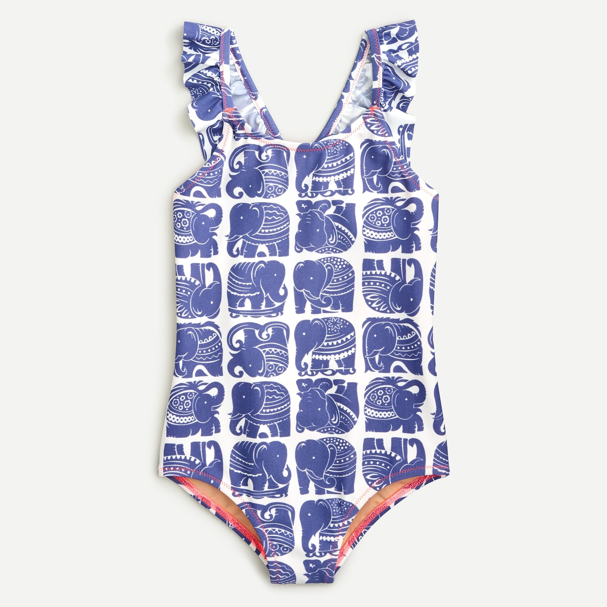 Girls' ruffle one-piece swimsuit in elephants