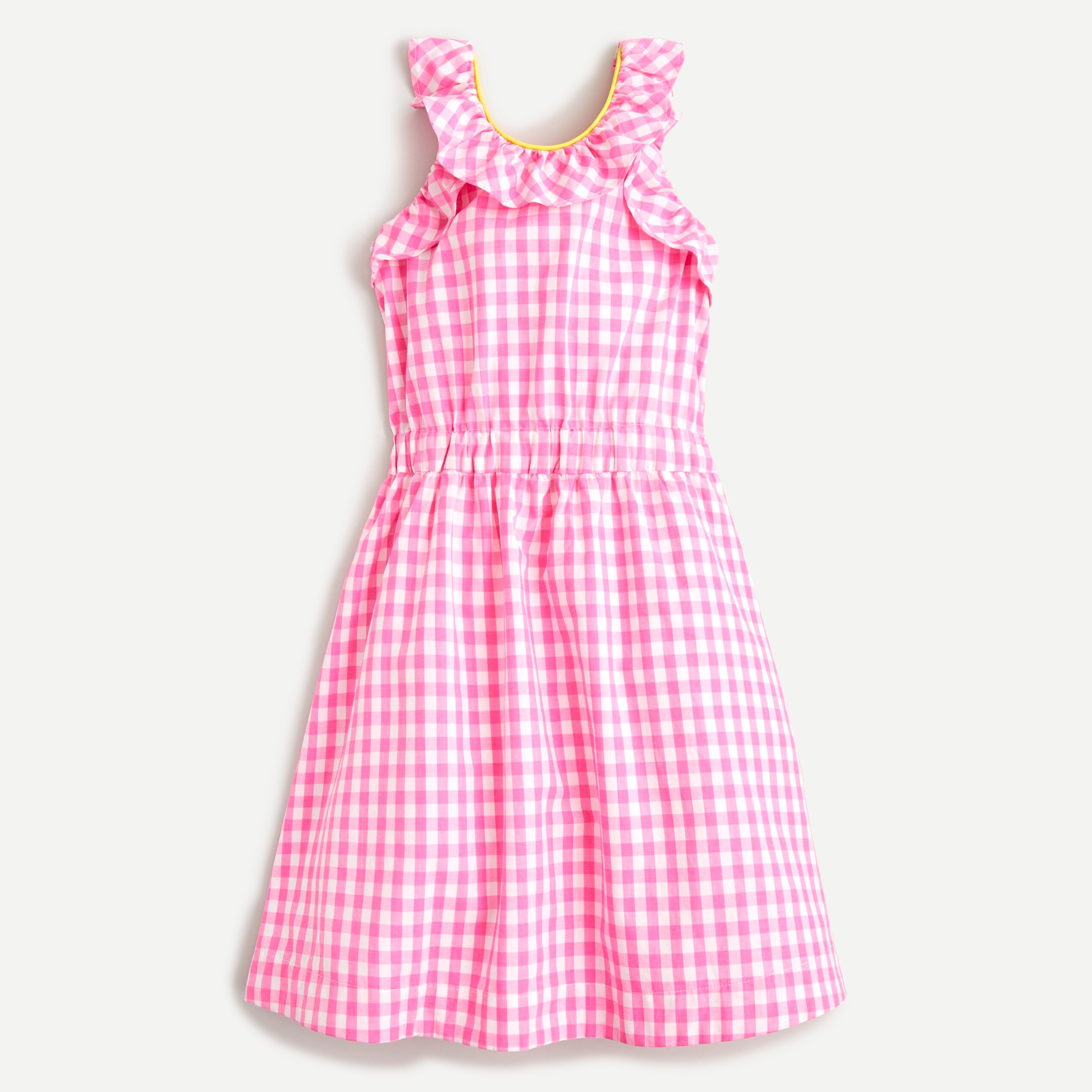 Girls' ruffle-trim dress in gingham
