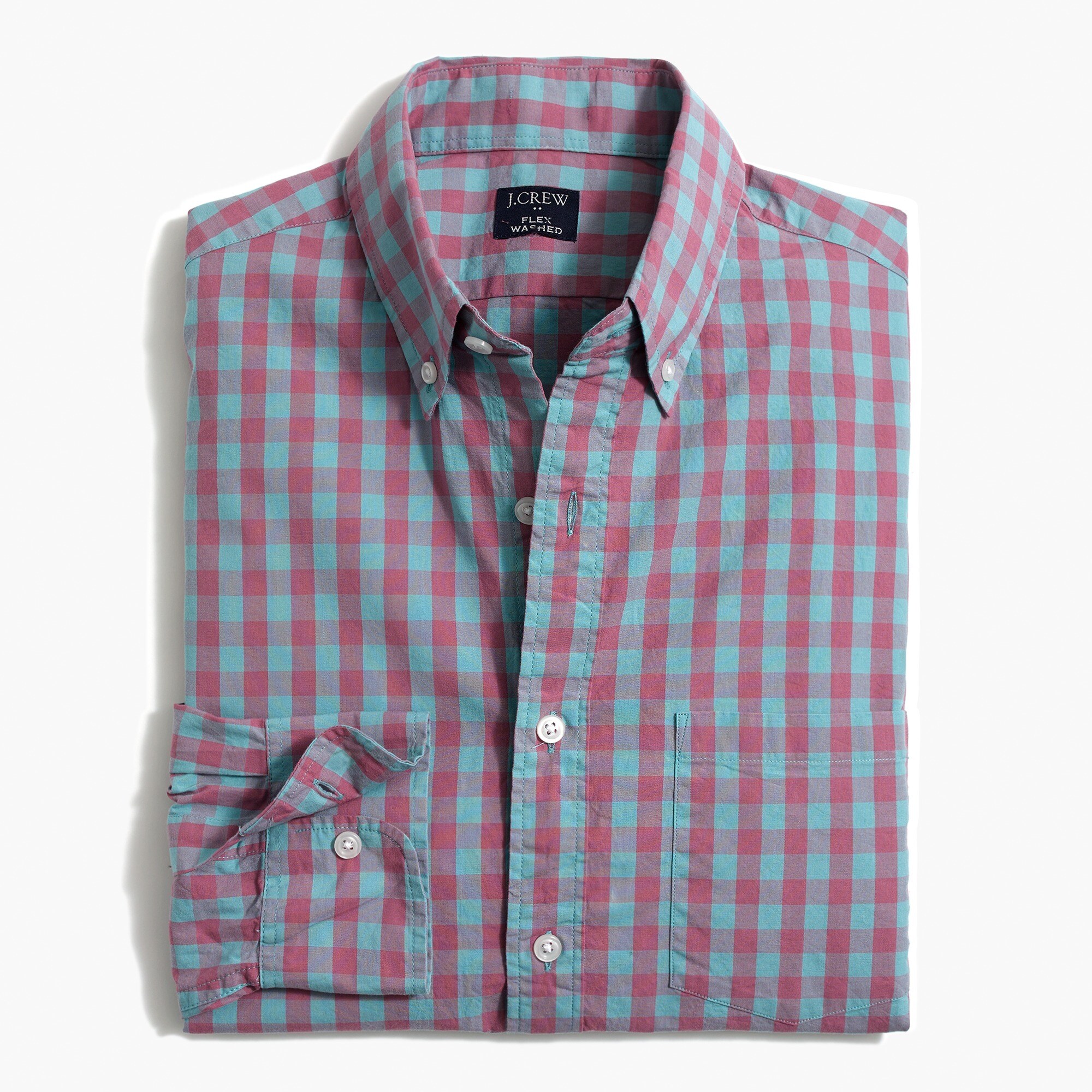 gingham regular flex casual shirt for men