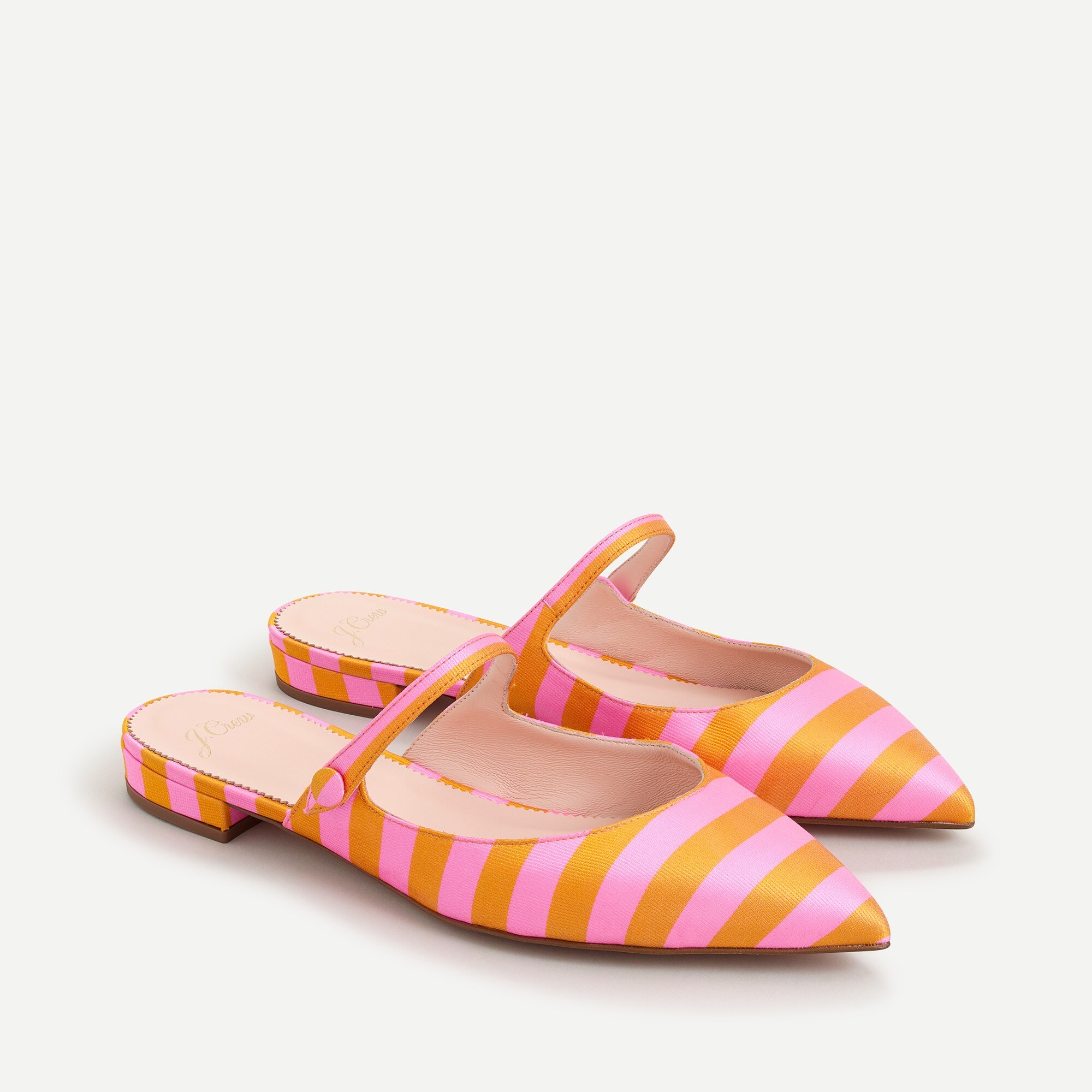 J.Crew Pointed toe Mary Jane Mules In Striped Tie Silk For Women