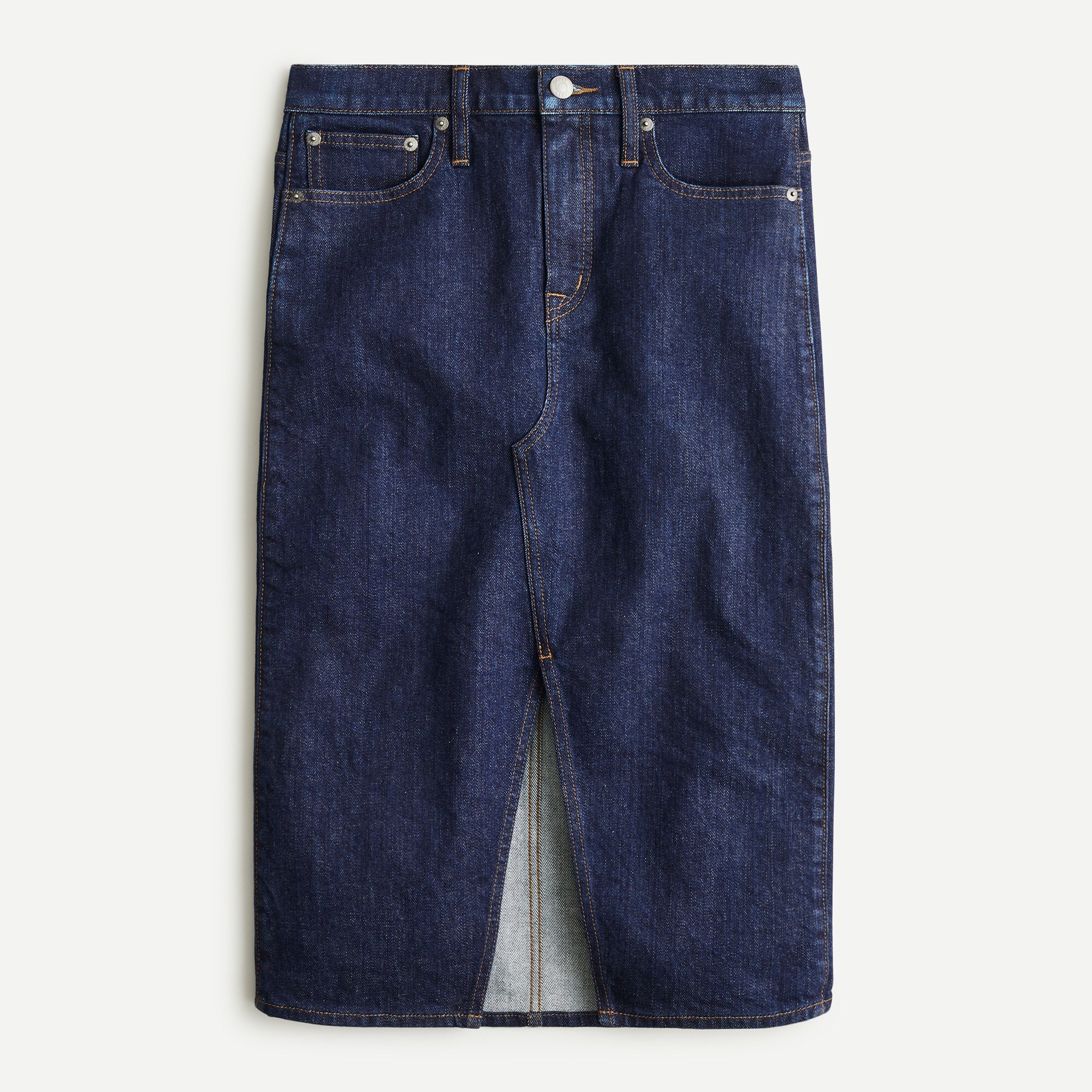 Dark rinse denim pencil skirt