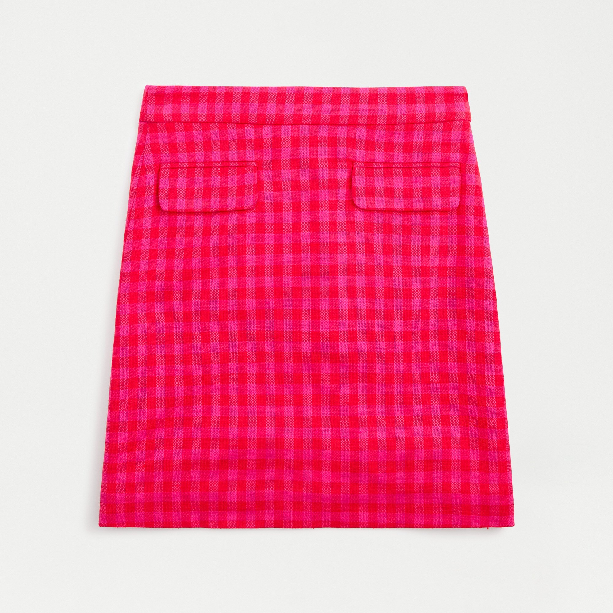 Front-flap pocket skirt in colorful gingham