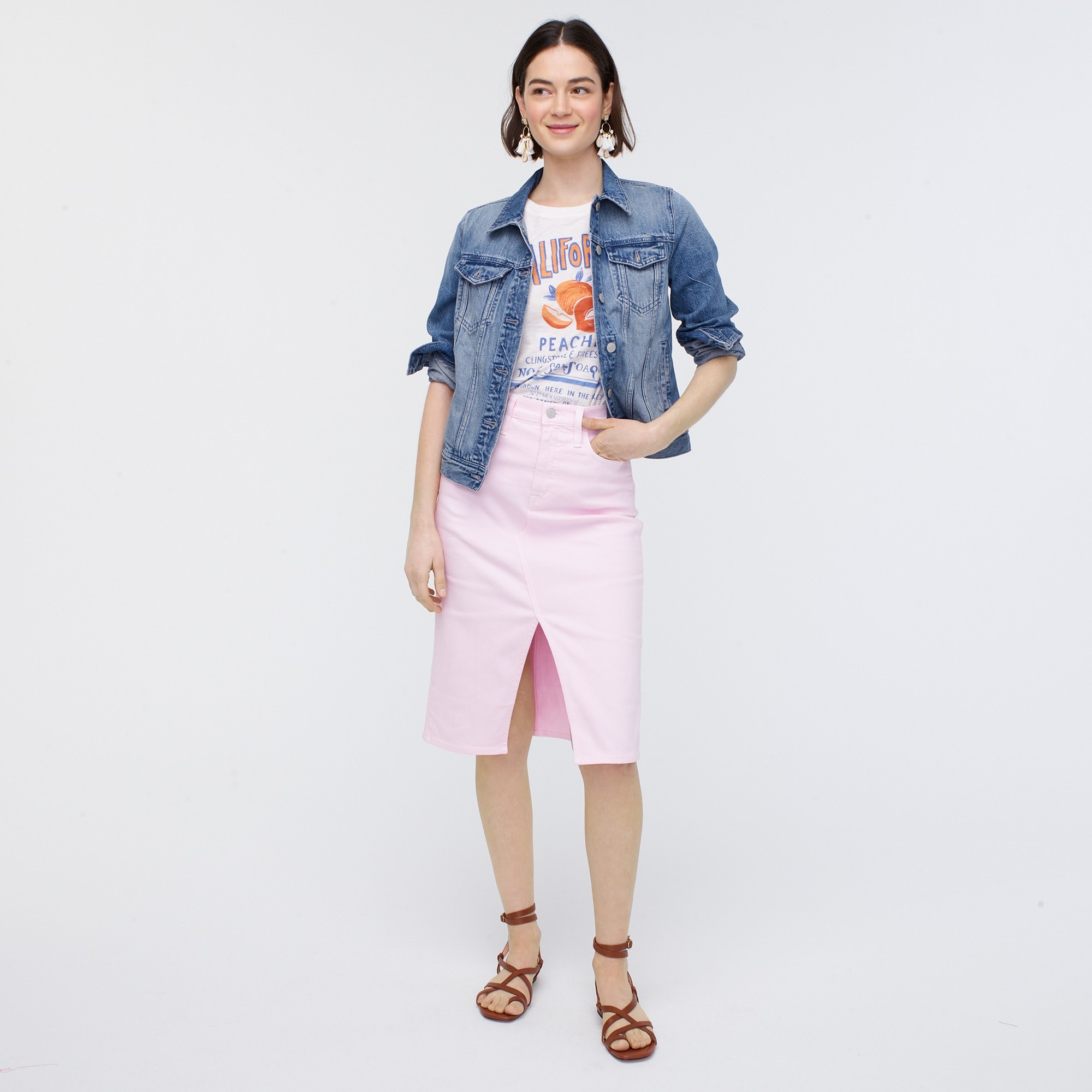 j crew button front denim skirt