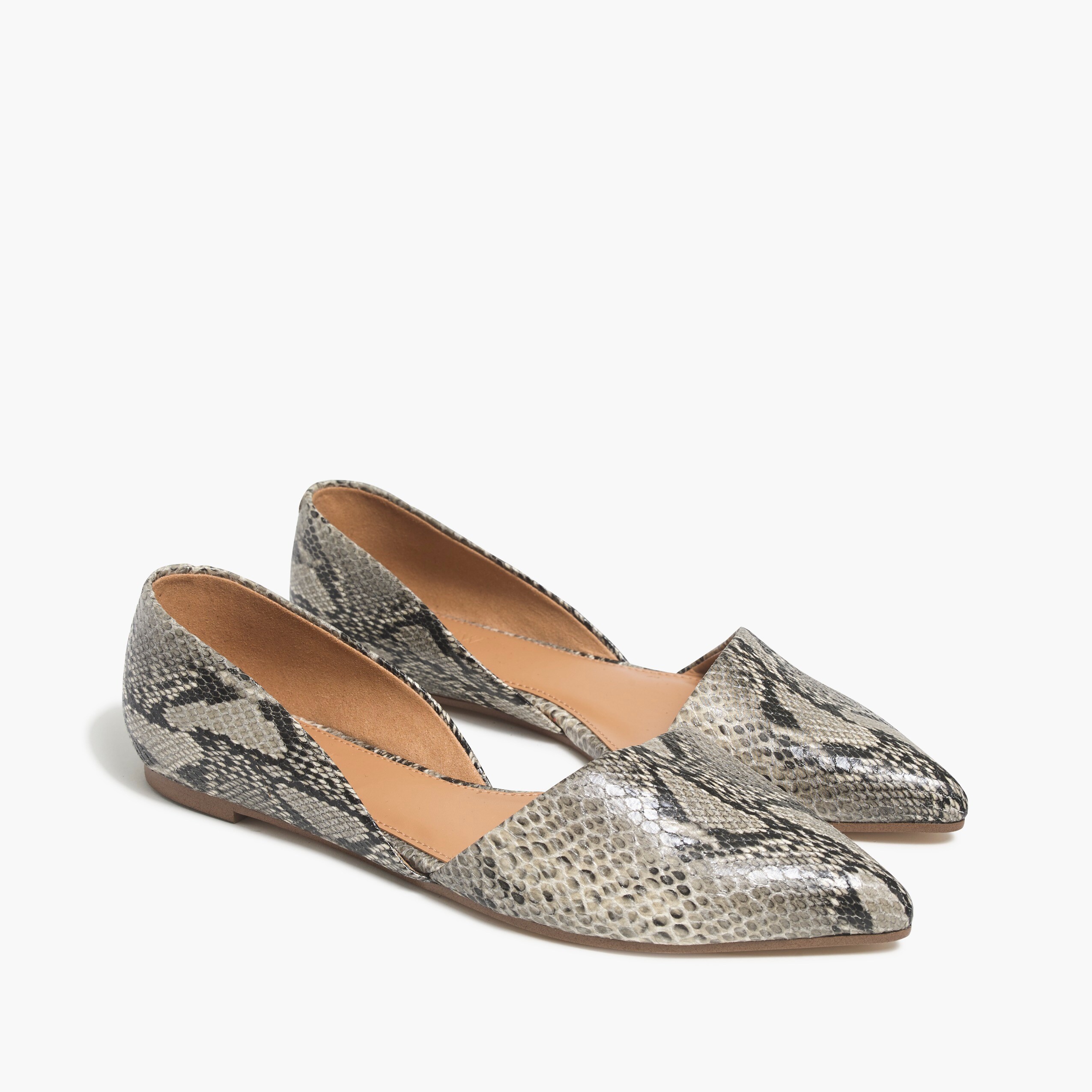 zoe snake-embossed d'orsay flats for women