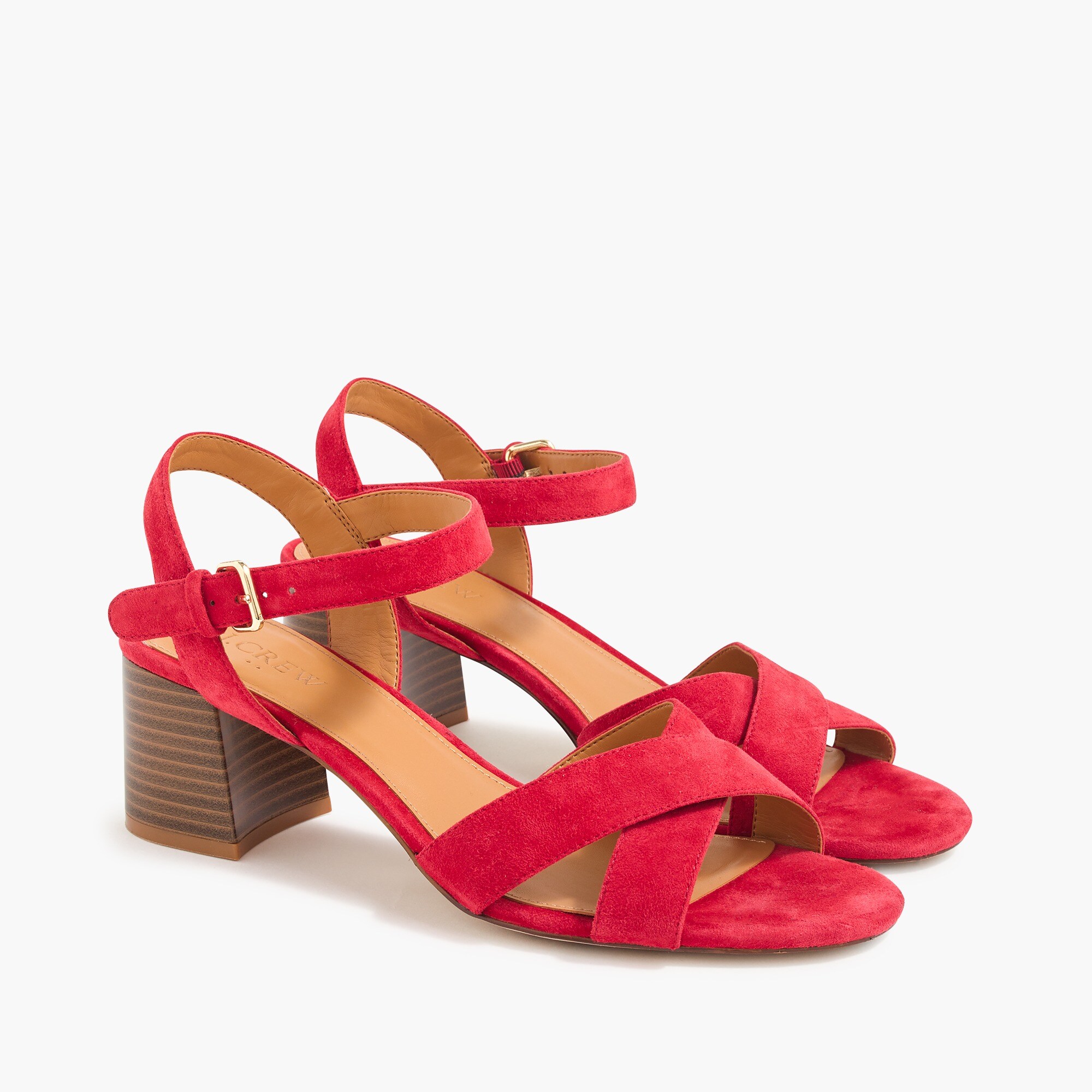 Suede low block-heel sandals