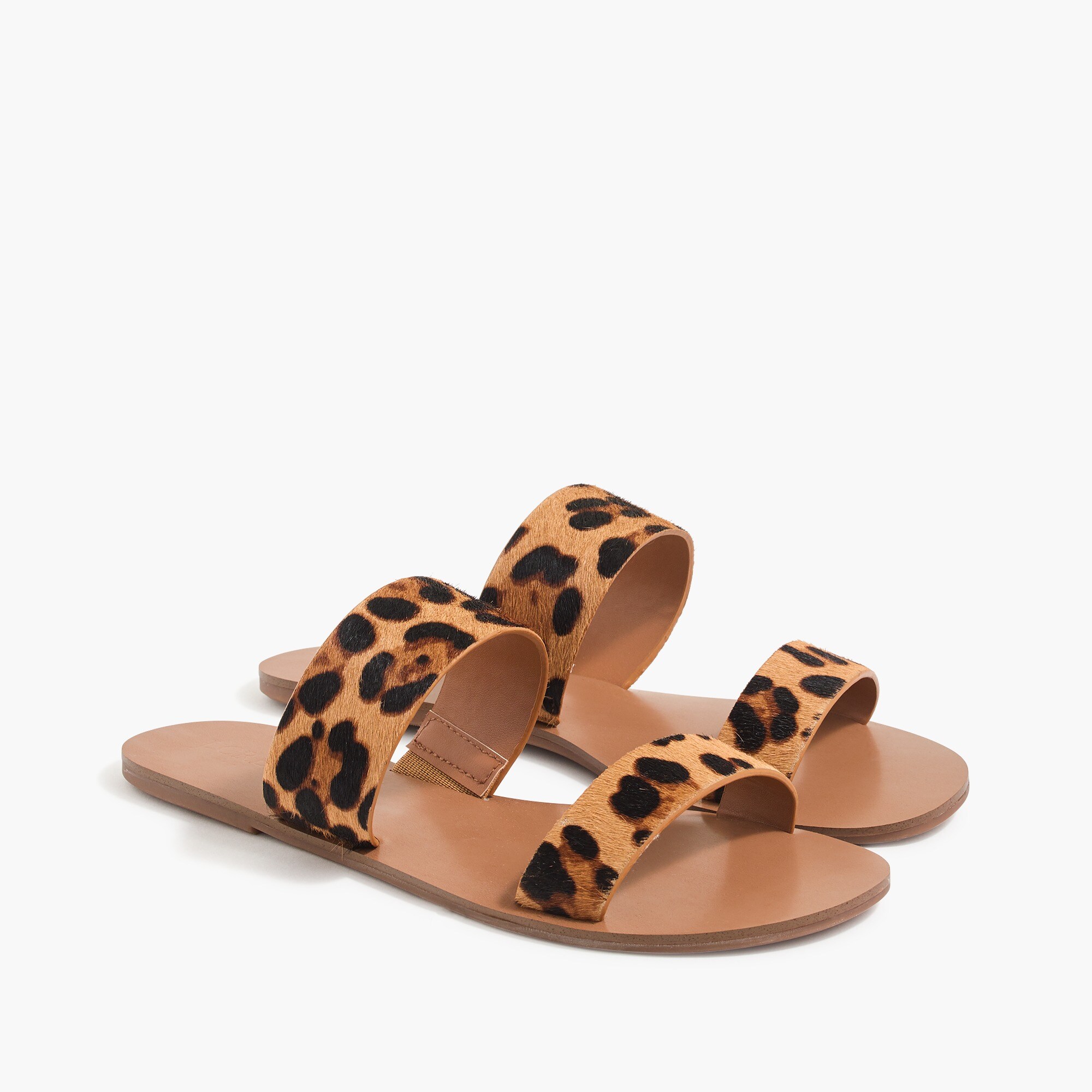 factory: leopard calf hair easy summer slide sandals for women, right side, view zoomed