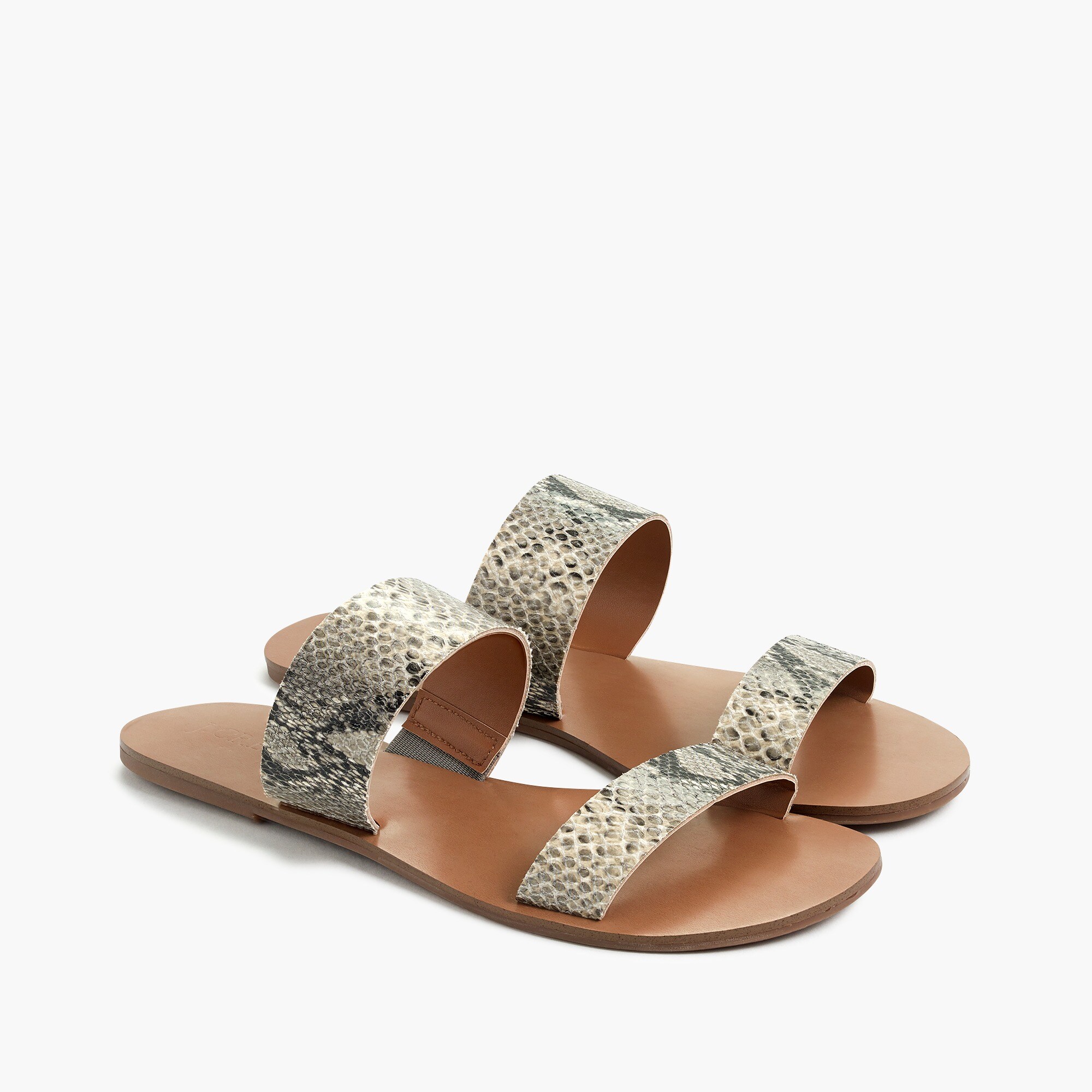 Snake-embossed easy summer slide sandals