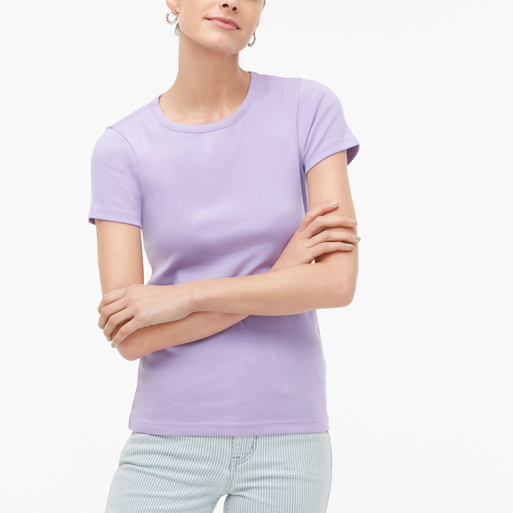 j.crew factory: fine-rib crewneck tee for women, right side, view zoomed