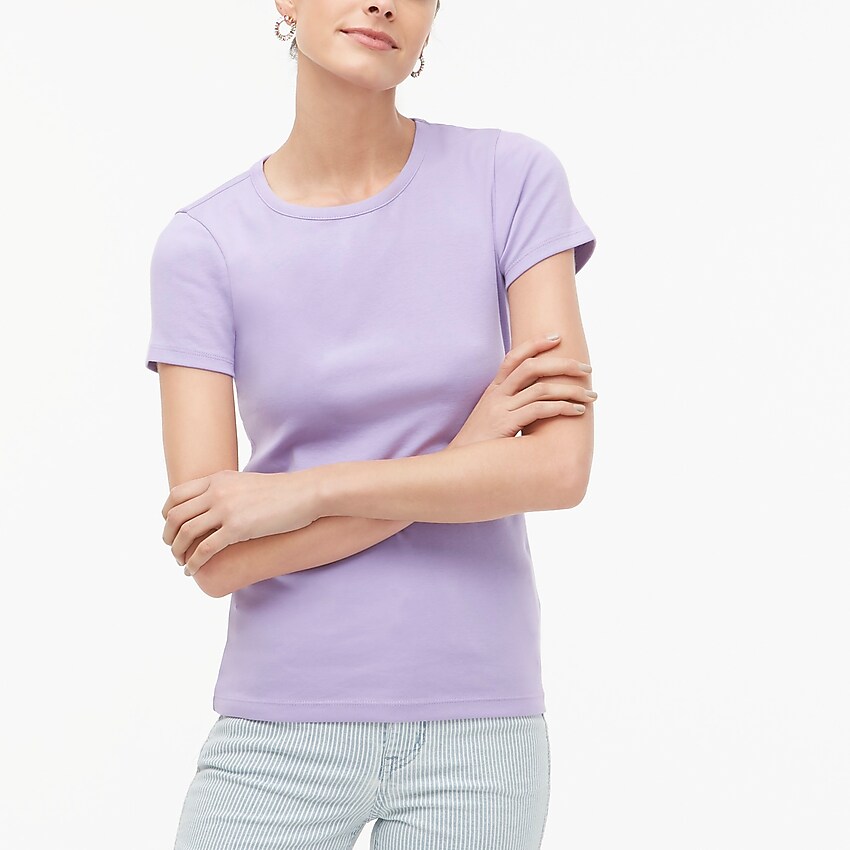 j.crew factory: fine-rib crewneck tee for women, right side, view zoomed