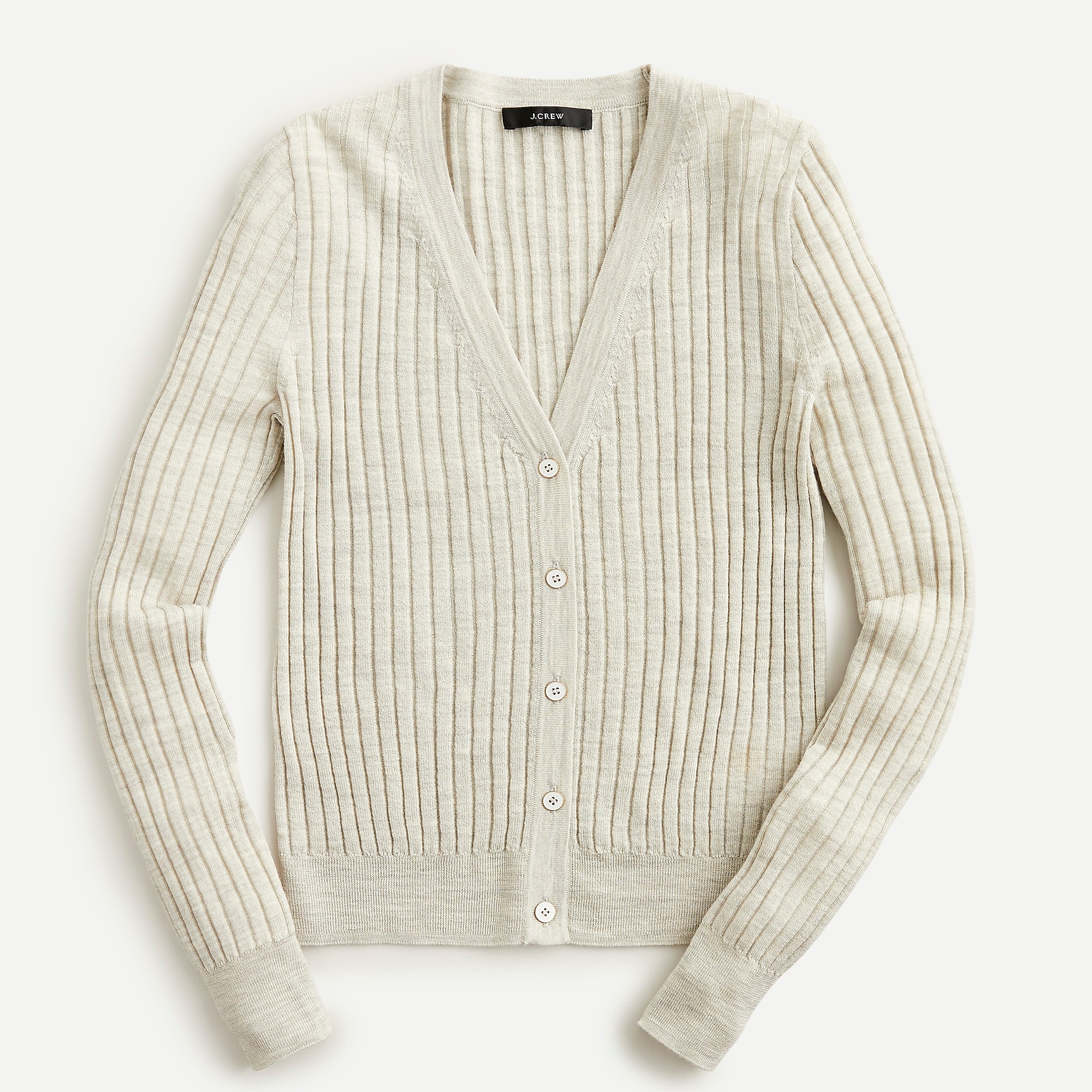 J.Crew: Ribbed V-neck Cardigan Sweater In Re-Imagined Wool For Women