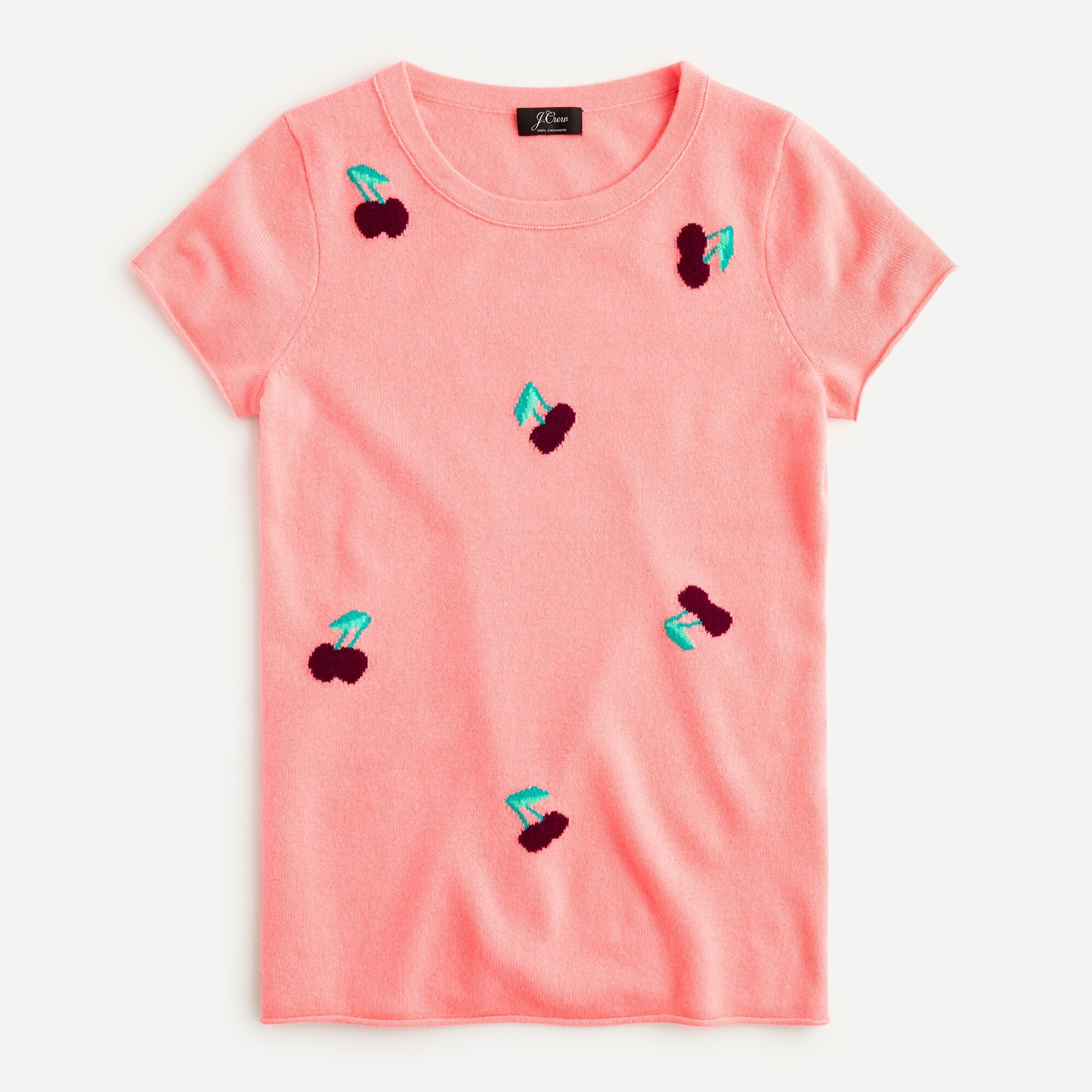 Short-sleeve Cashmere T-shirt In Cherry Print For Women | J.Crew