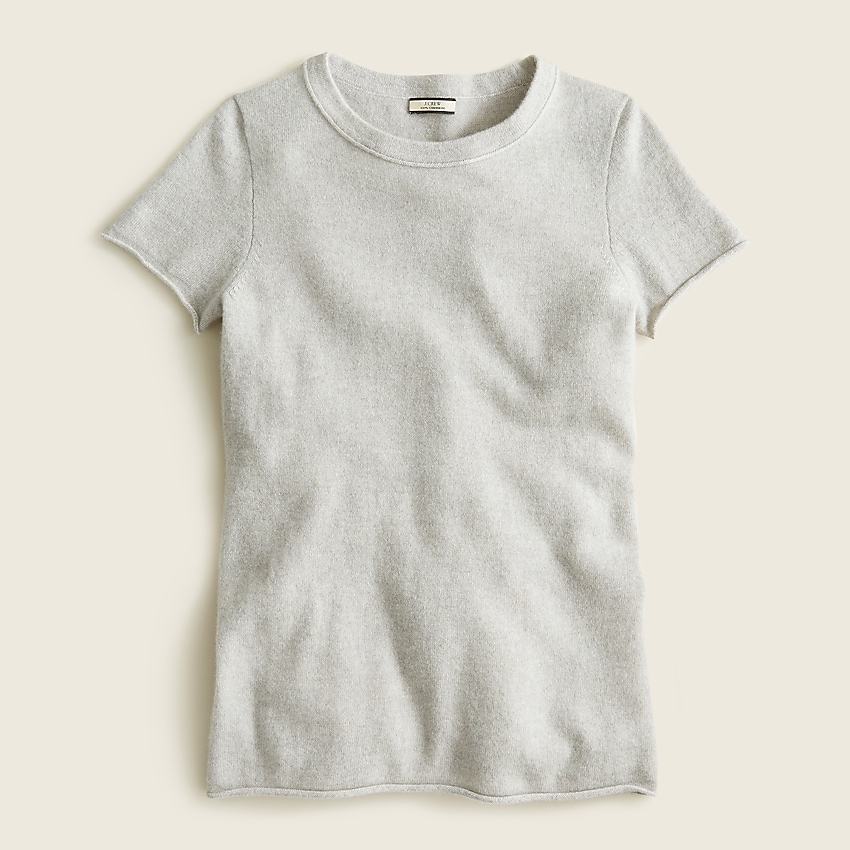 j.crew: short-sleeve cashmere t-shirt for women, right side, view zoomed