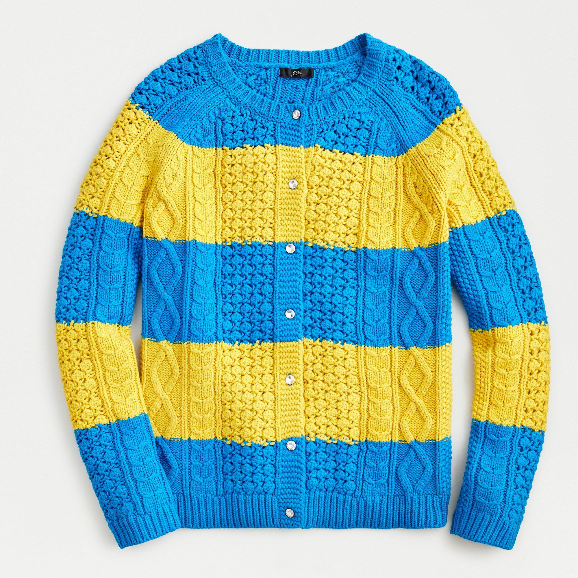 J.Crew Cableknit Cardigan Sweater In Rugby Stripe For Women